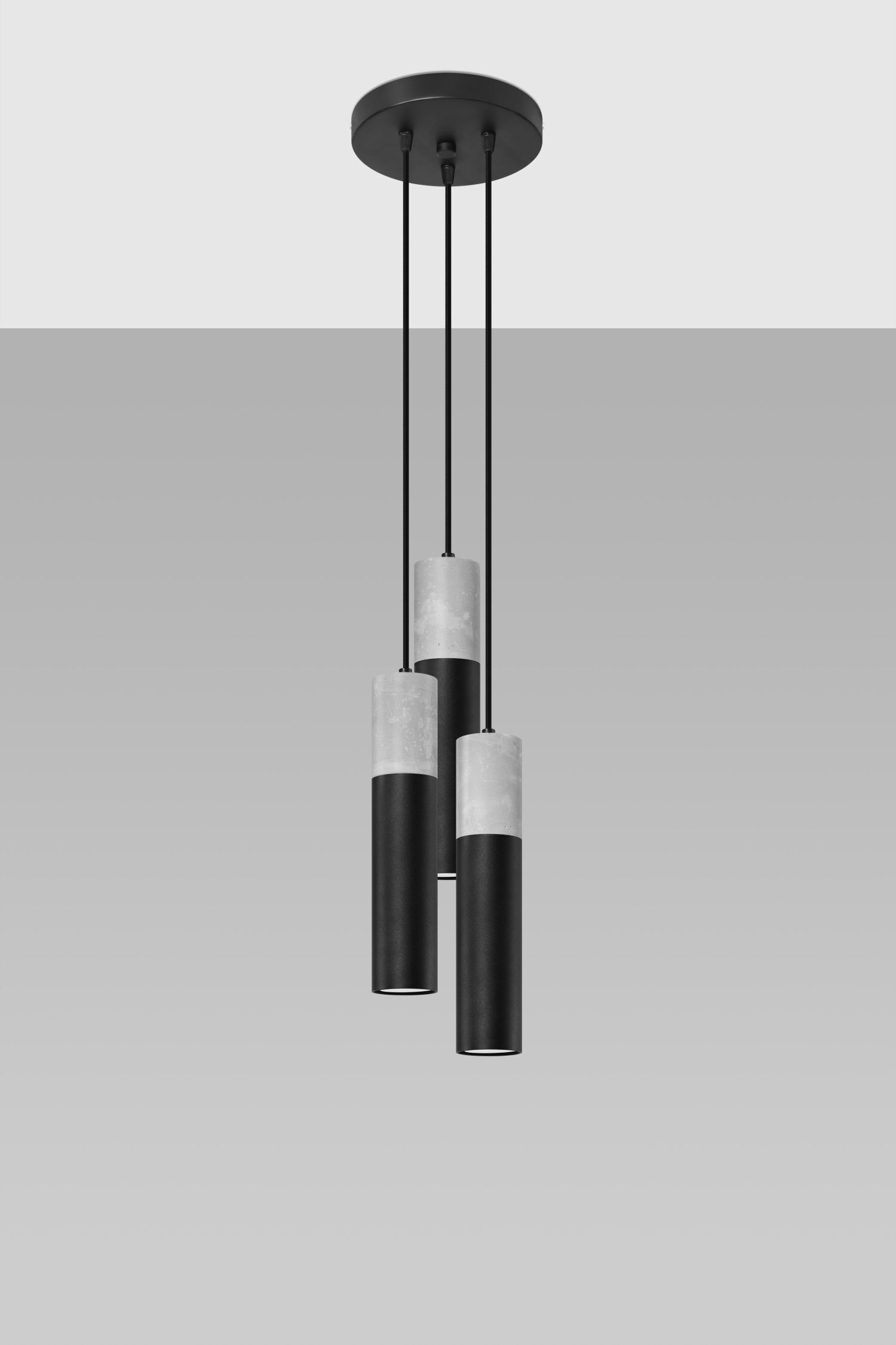 Lampe à suspendre Noir Gris Ø 20 cm Métal Béton 3 flammes