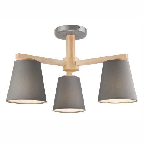 Plafonnier Gris Bois Tissu Métal Salon