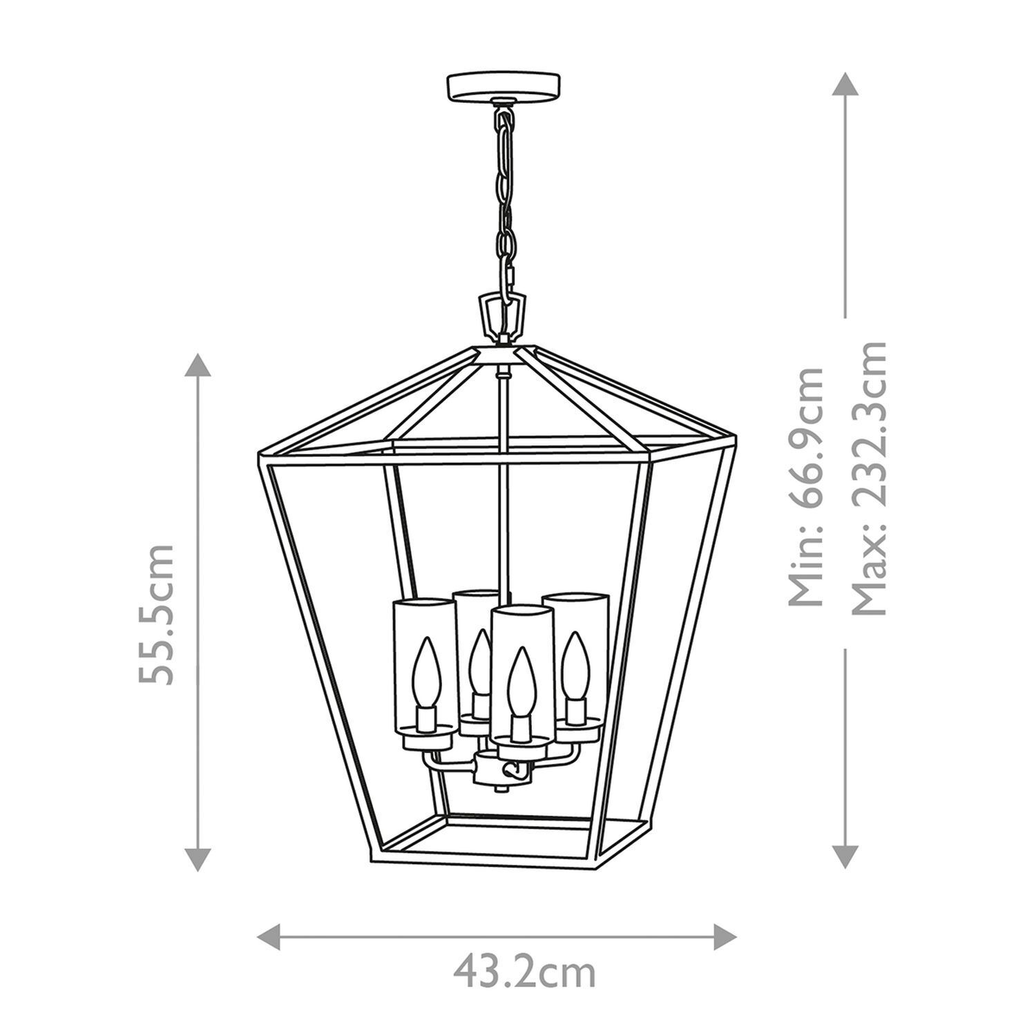 Suspension extérieure aluminium verre E14 IP44 noir vintage