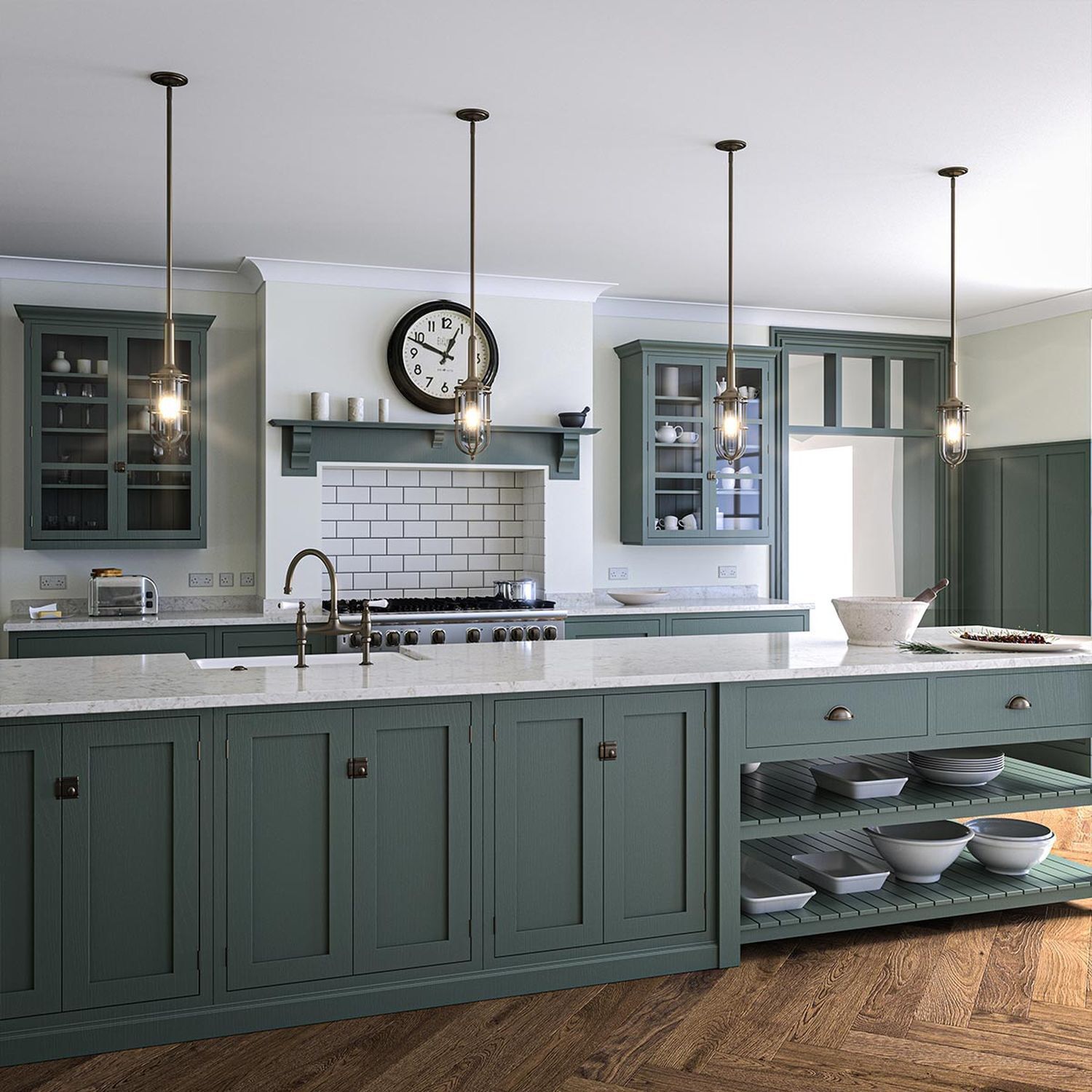 Drinnen, Küche, Kücheninsel, Innenarchitektur, Mikrowelle