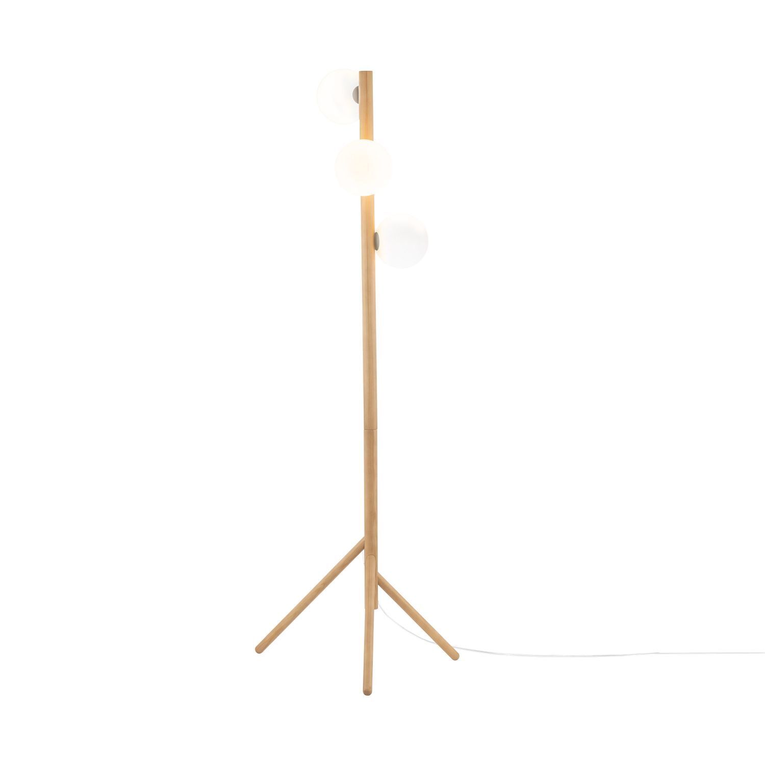 Lampadaire 150 cm petit bois verre 3x G9 tripode MIEKE