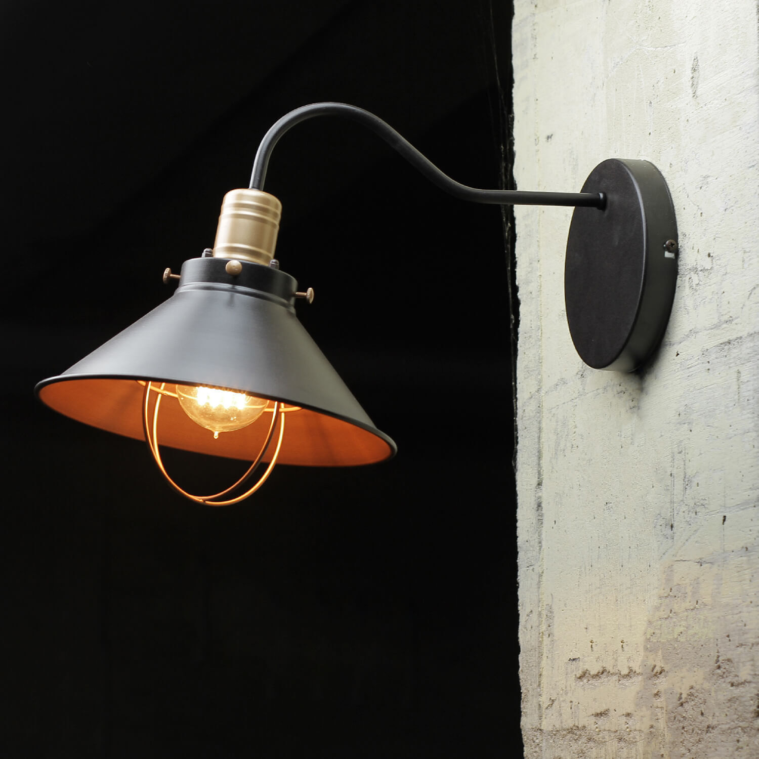 Applique industrielle Noir Cuivre E27 P:40cm LOFT Lampe, Lampenschirm, Leuchte
