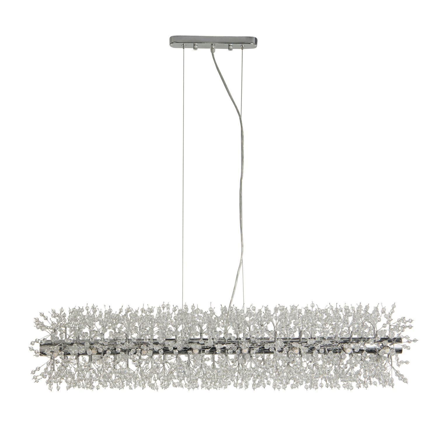 Suspension cristal 100 cm de long chrome clair 16x G9