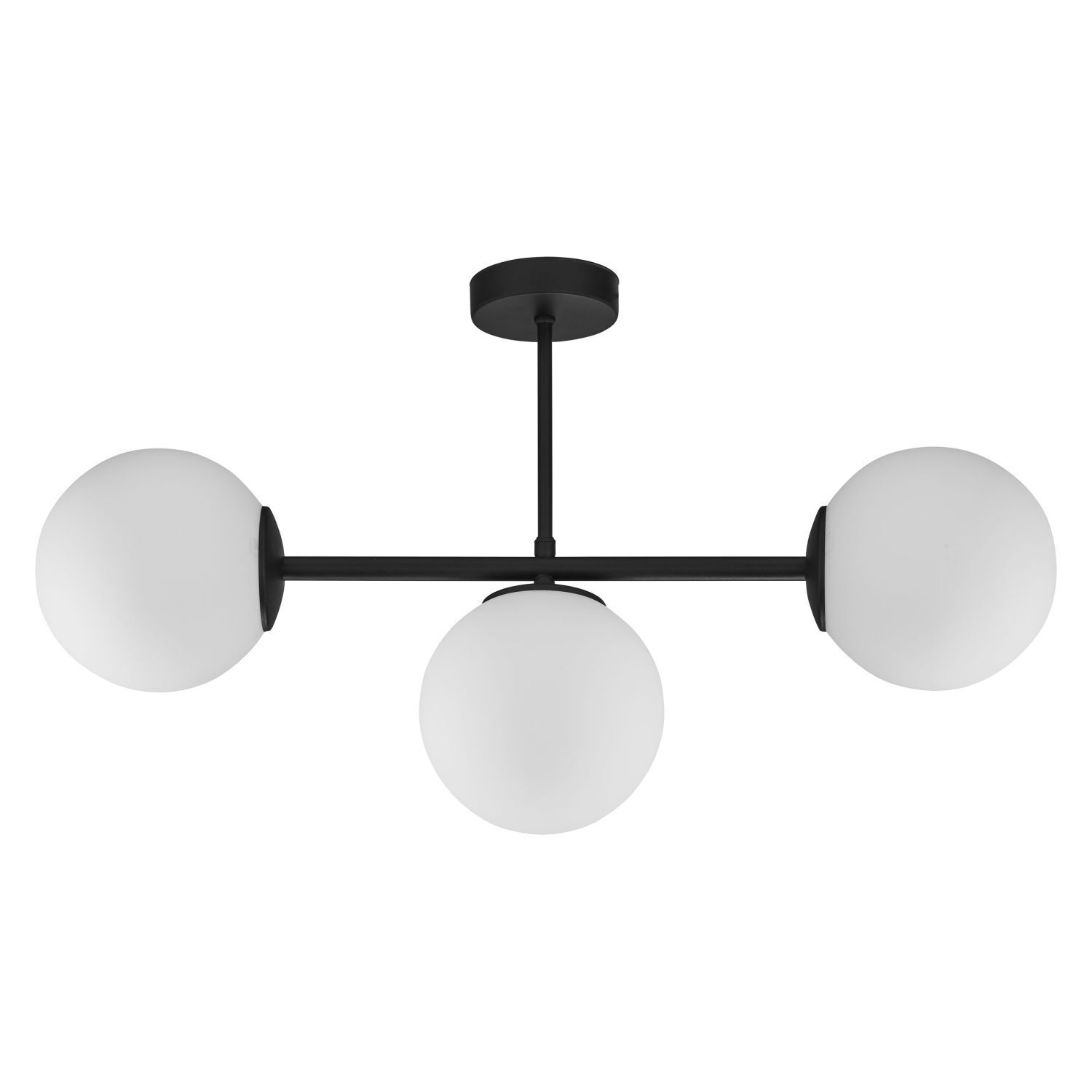 Lampe de plafonnier 3 flammes noir blanc verre métal Leuchte, Deckenleuchte, Deckenventilator, Elektrisches Gerät, Kronleuchter