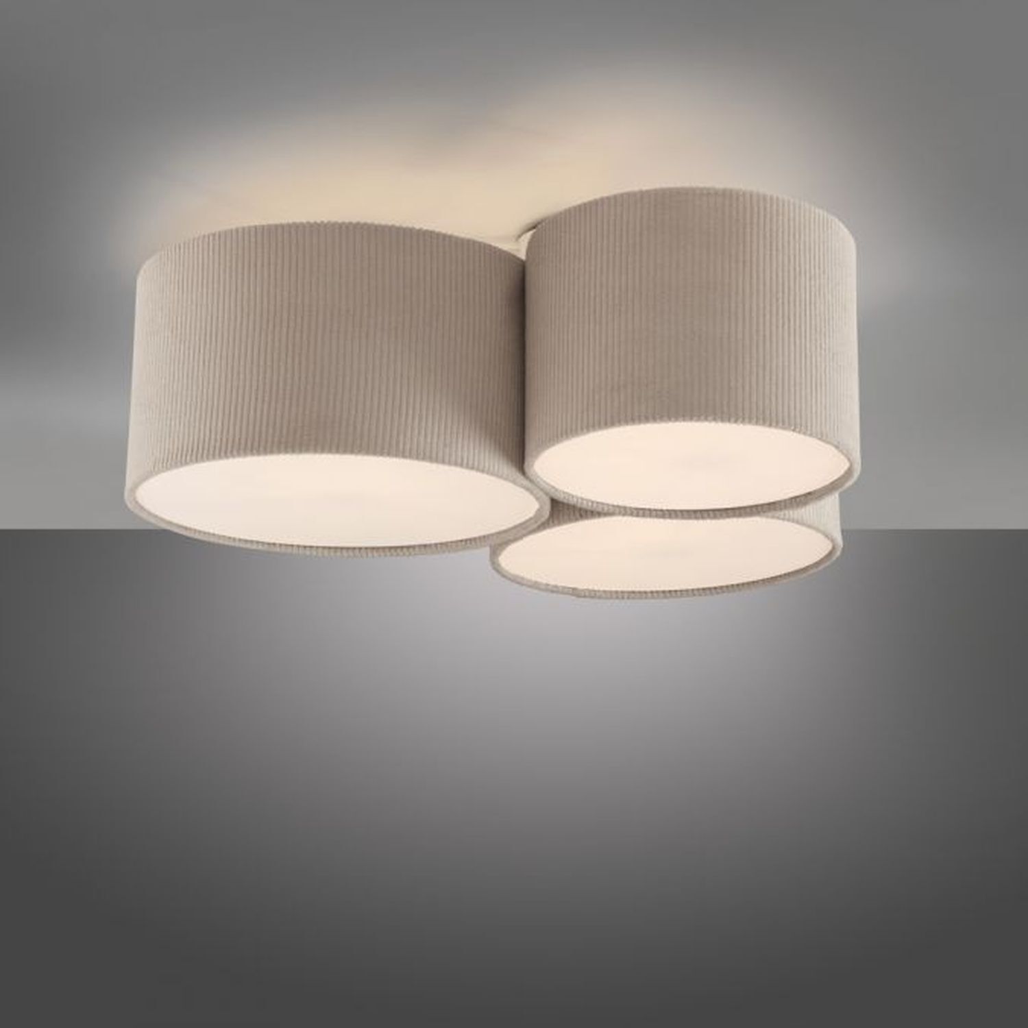Lampe de plafonnier confortable Beige E27 L:70 cm 3-flmg faible éblouissement