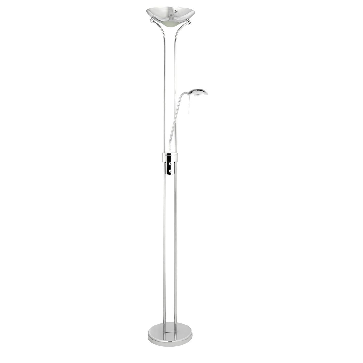 Lampadaire LED 180 cm chrome 3000 K Uplight avec lampe de lecture