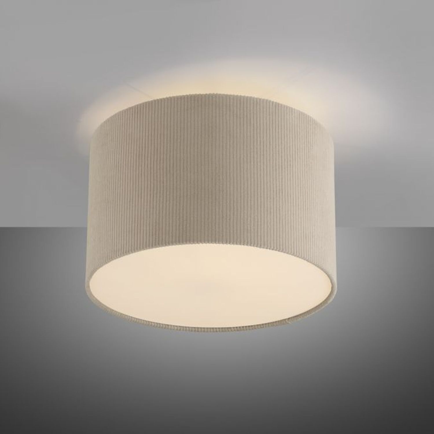Lampe de plafonnier en tissu beige E27 Ø35 cm confortable et peu éblouissant