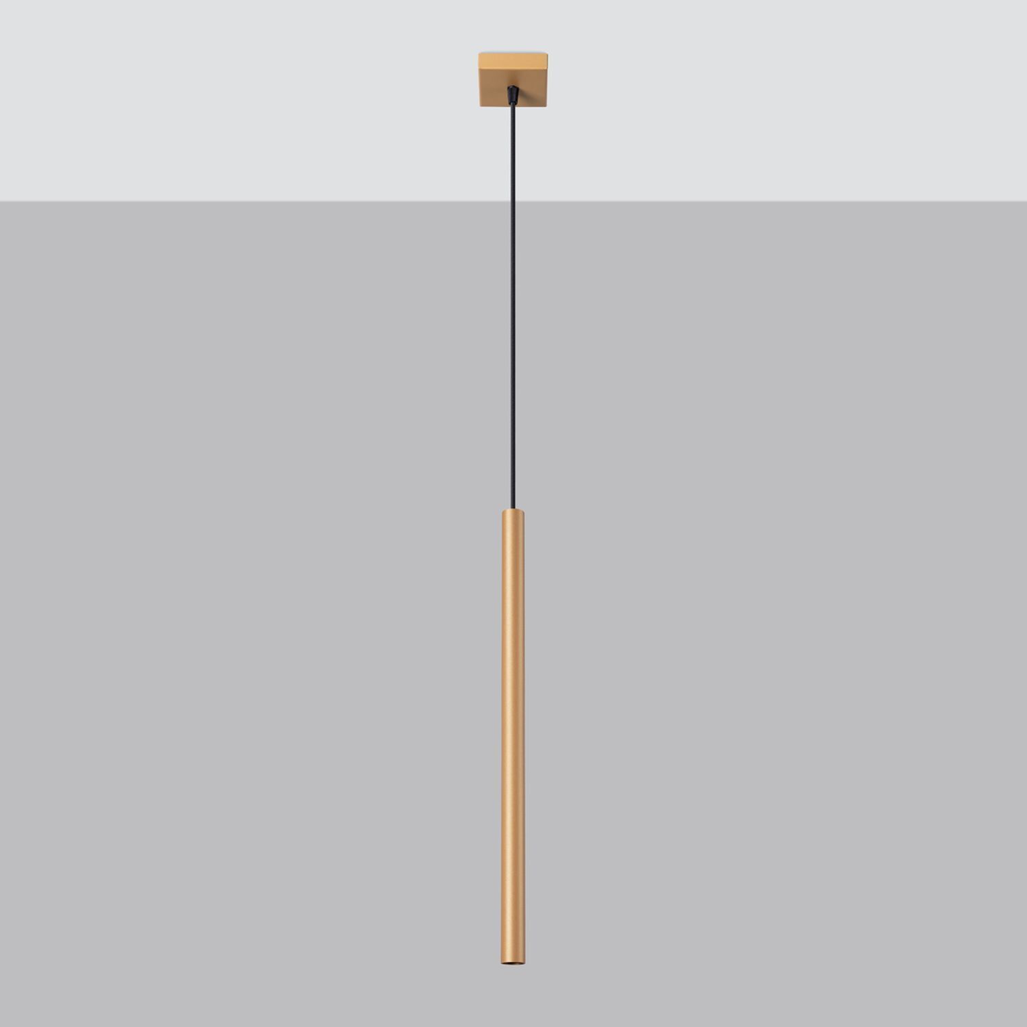 pendant light, ceiling light, gold rod, black cord, minimalist