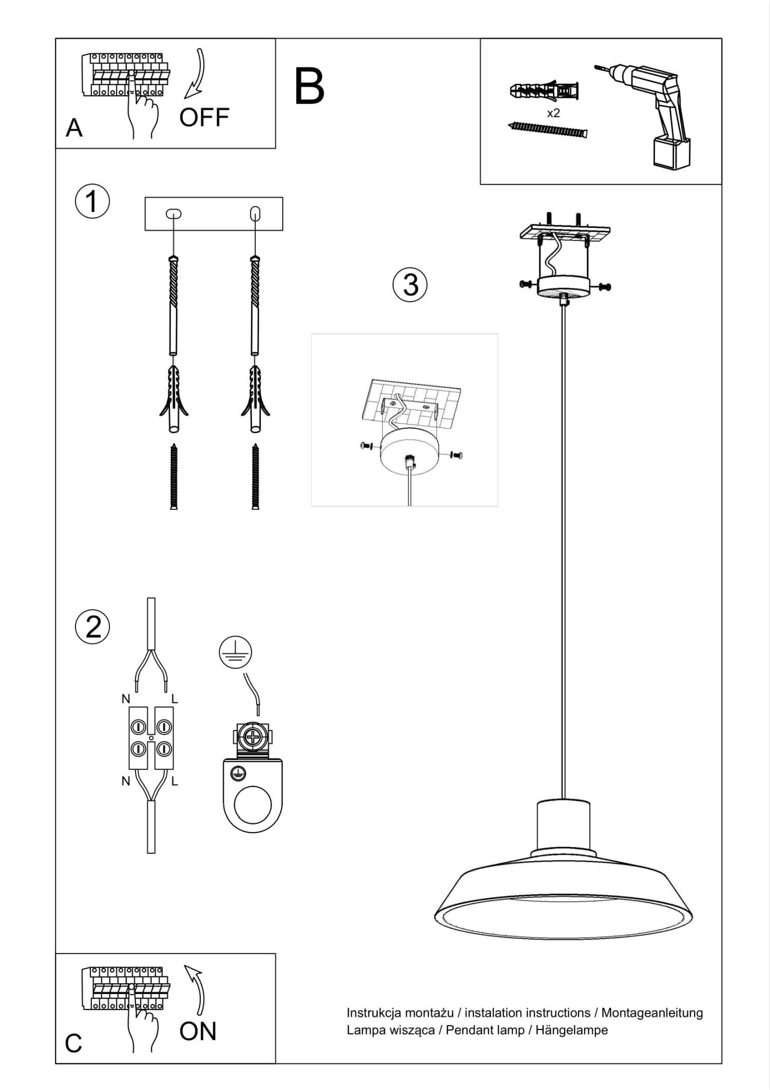 Suspension Gris Ø 40 cm Abat-jour Béton E27