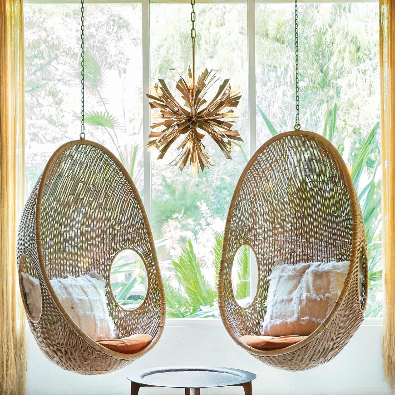 Lampe à suspendre métal cristal en or bruni Ø 55,9 cm grande