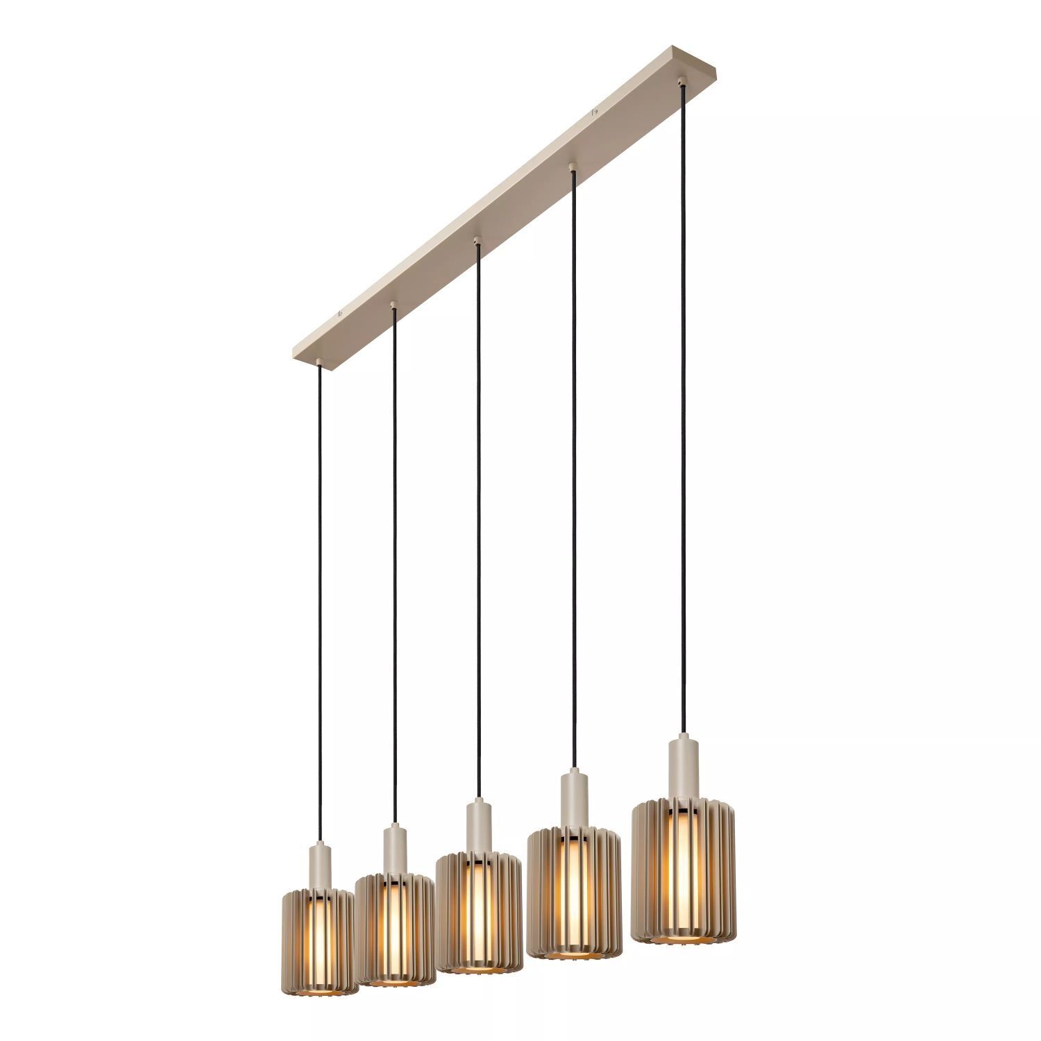 Lange Hängelampe Glas Aluminium Taupe L:164 cm 5-flmg Leuchter, Lampe, Leuchte