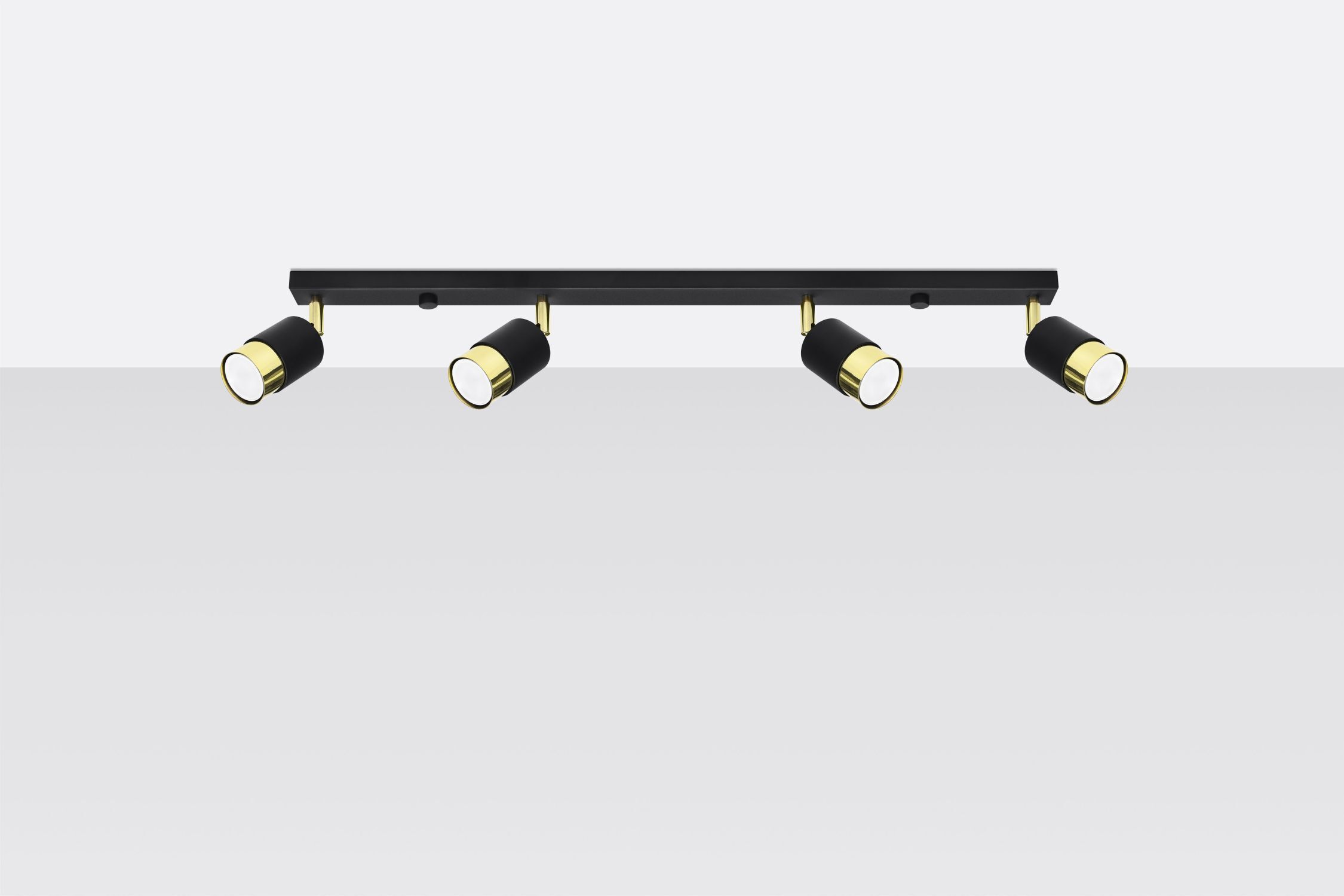 Spot projecteur 4 flammes allongé 81 cm noir or GU10