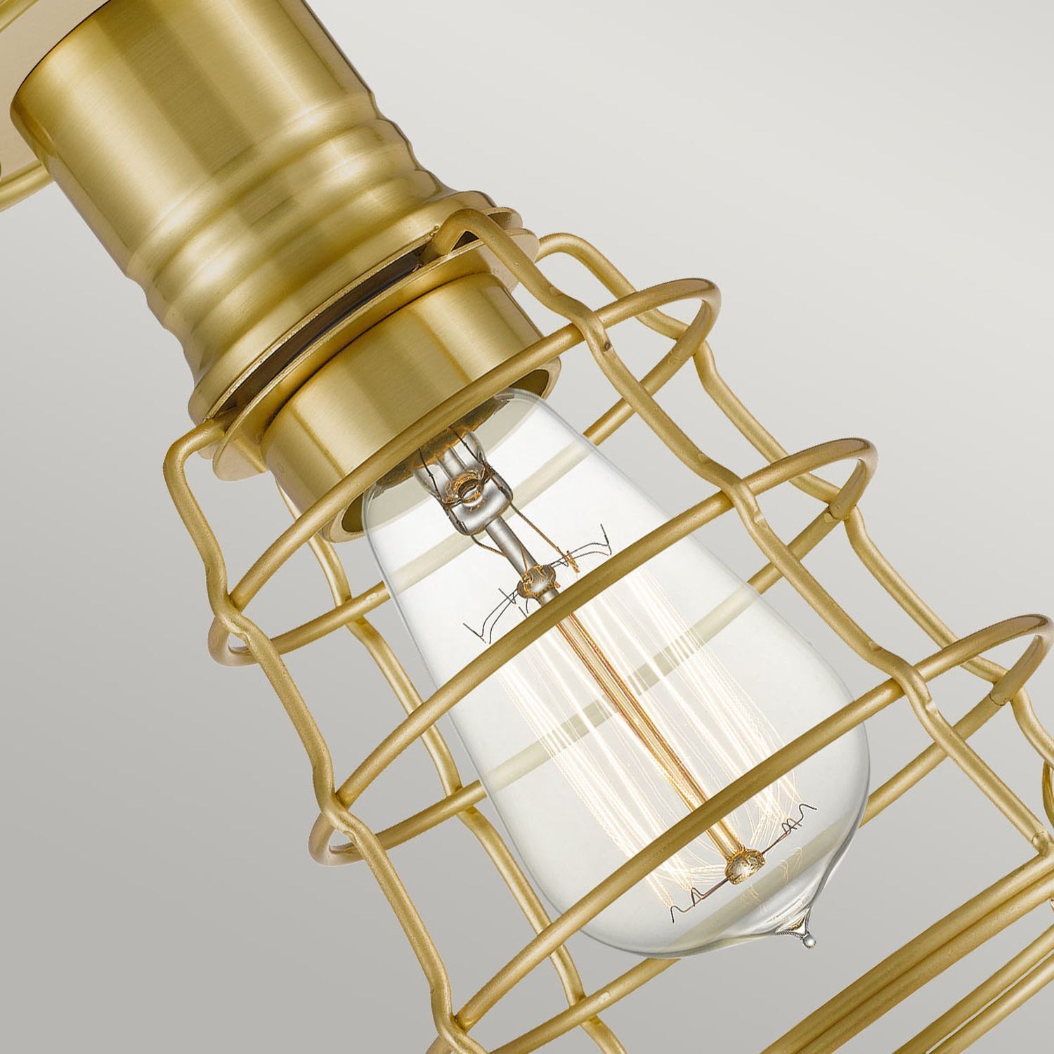 Deckenlampe E27 Metall Ø 14,5 cm rund in Messing globe, Lampe, Glühbirne, Gitter, Gold