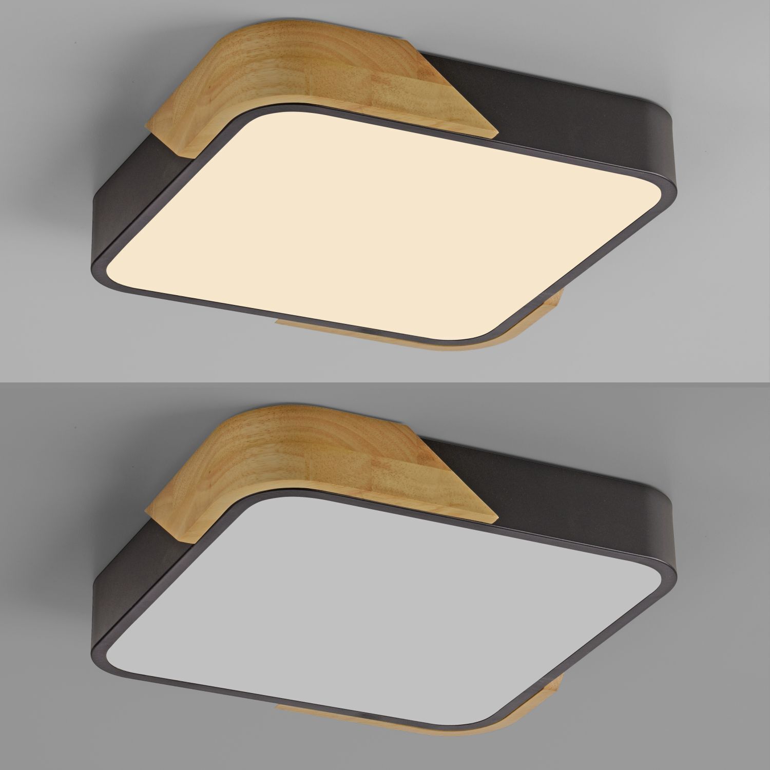 Plafonnier LED Bois L:32 cm Noir Naturel 3000 K Deckenleuchte