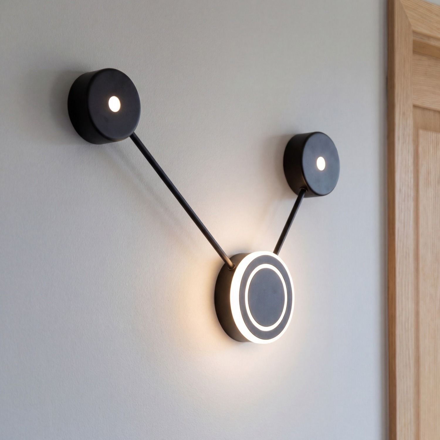 Applique LED aluminium dimmable H:44 cm 3000 K noir Wand-/Wall Light, LED-Beleuchtung, Rundem Design, Schwarz, Wandlampe