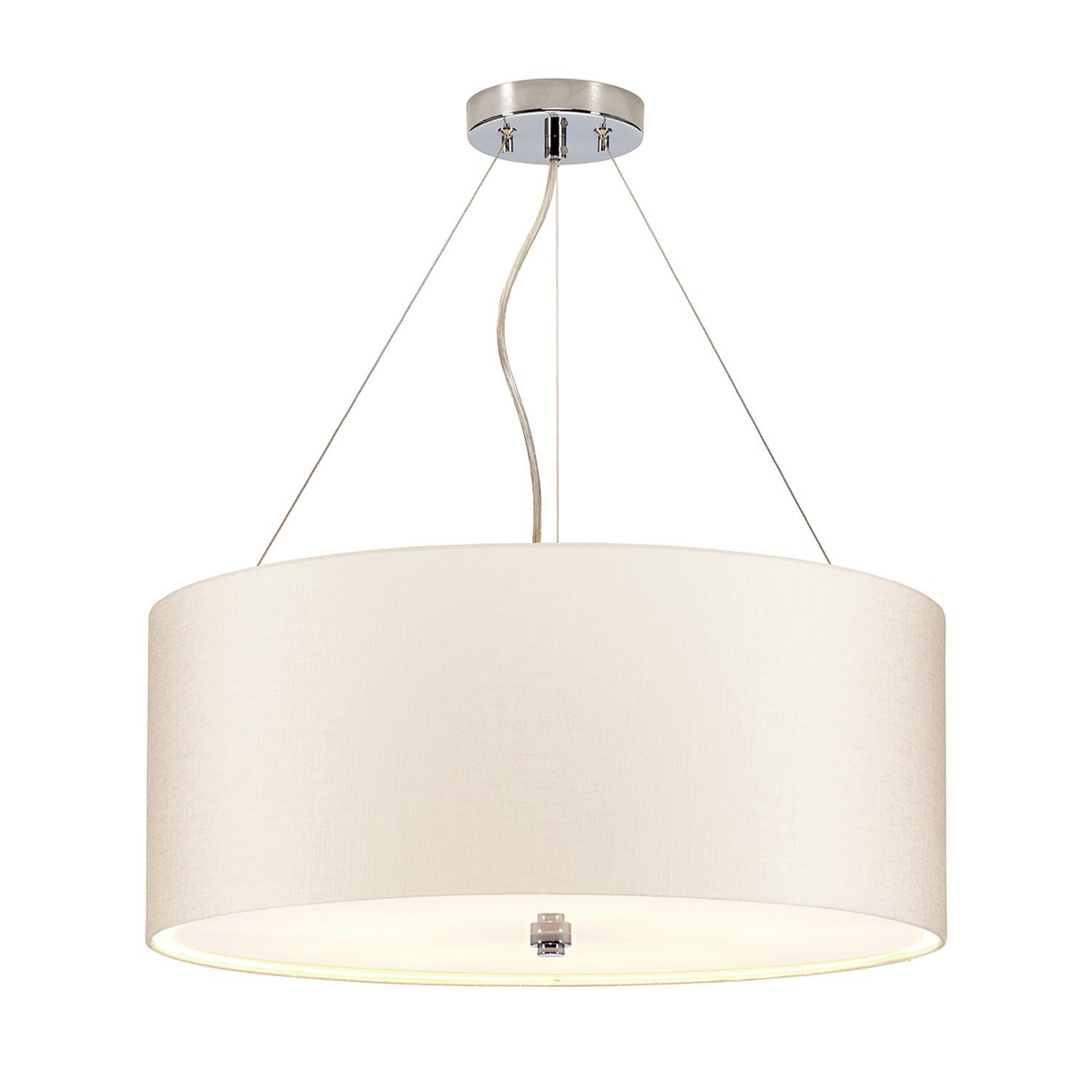 Suspension tissu Ø56cm en crème chrome anti-éblouissement Lampe, Deckenleuchte, Kronleuchter