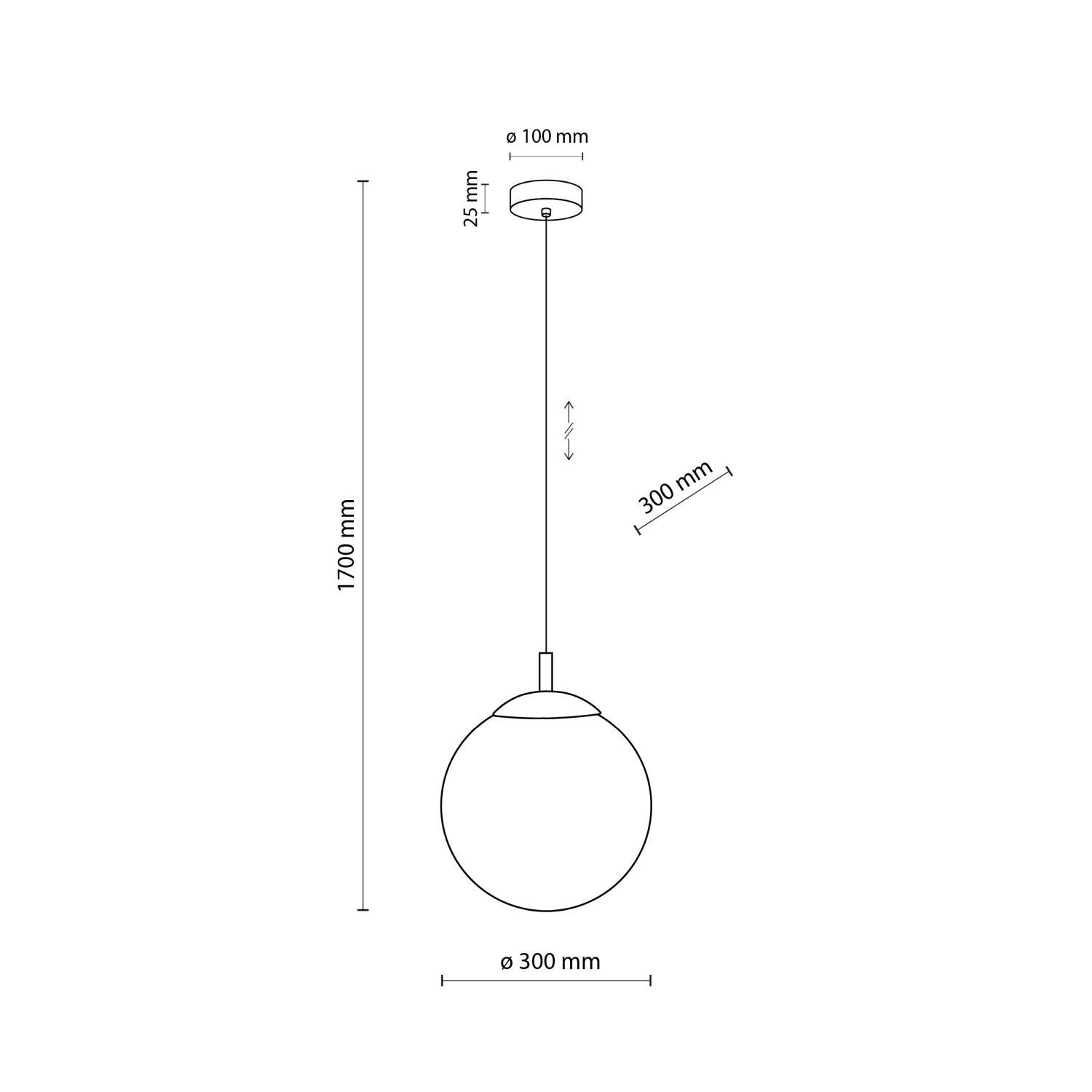 Lampe à suspendre verre métal E27 Ø 30 cm rond Abat-jour sphérique Lampe à suspendre verre métal E27 Ø 30 cm rond Abat-jour sphérique