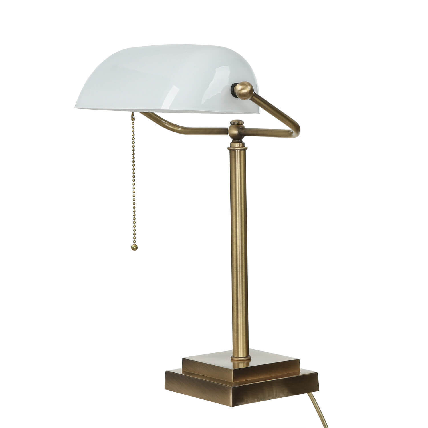 Lampe de banquier design en bronze clair blanc laiton véritable