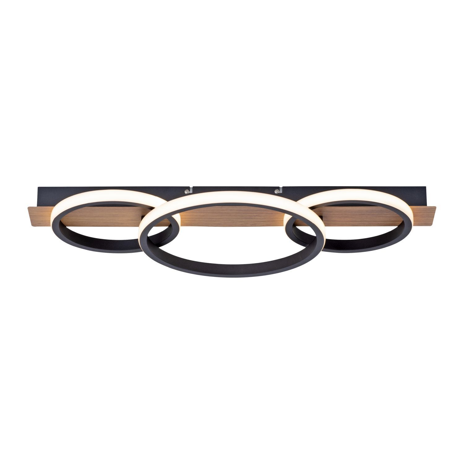 Lampe de plafonnier LED Bois Métal Naturel Noir 68 cm 3000 K
