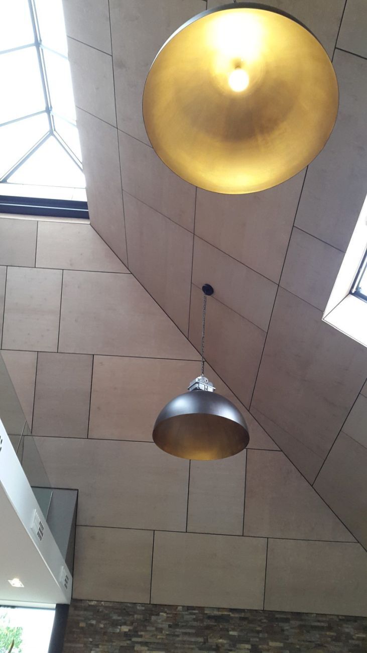 Lampe à suspendre XXL Ø80cm Gris Métal Or Artisanat
