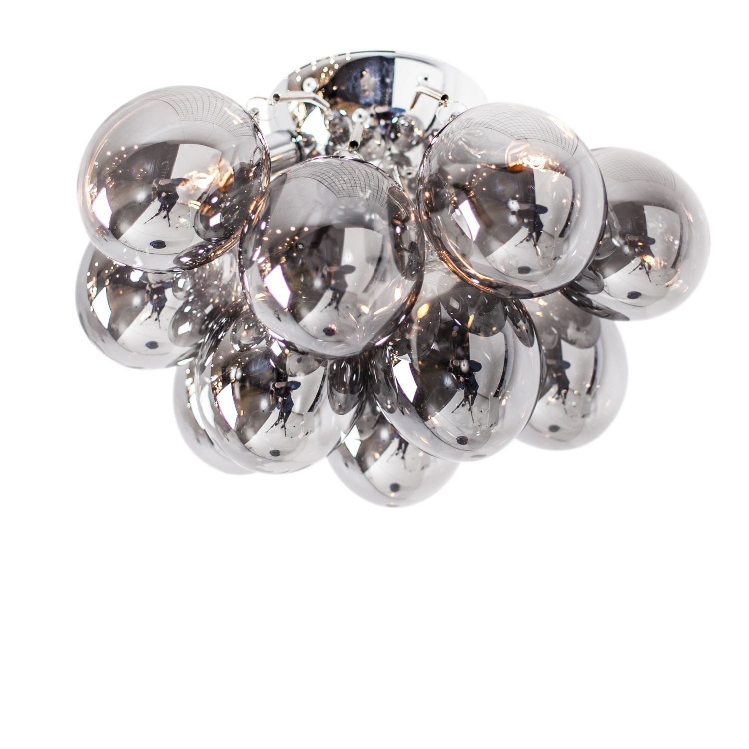 Plafonnier métal verre fumé L : 30 cm 3 flammes G9