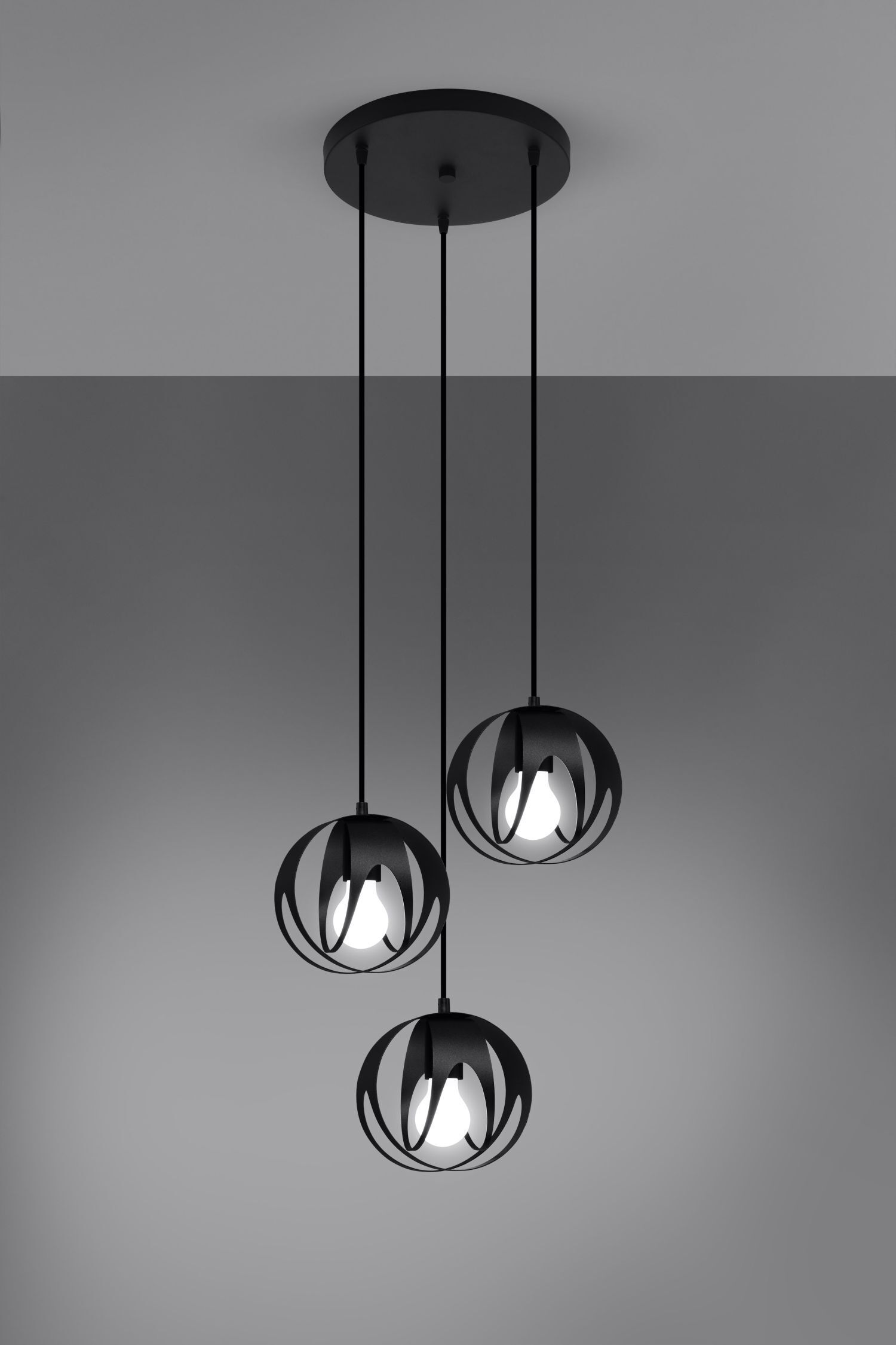 Lampe à suspendre Moderne Ø 30 cm Métal 3-flamme E27 Noir