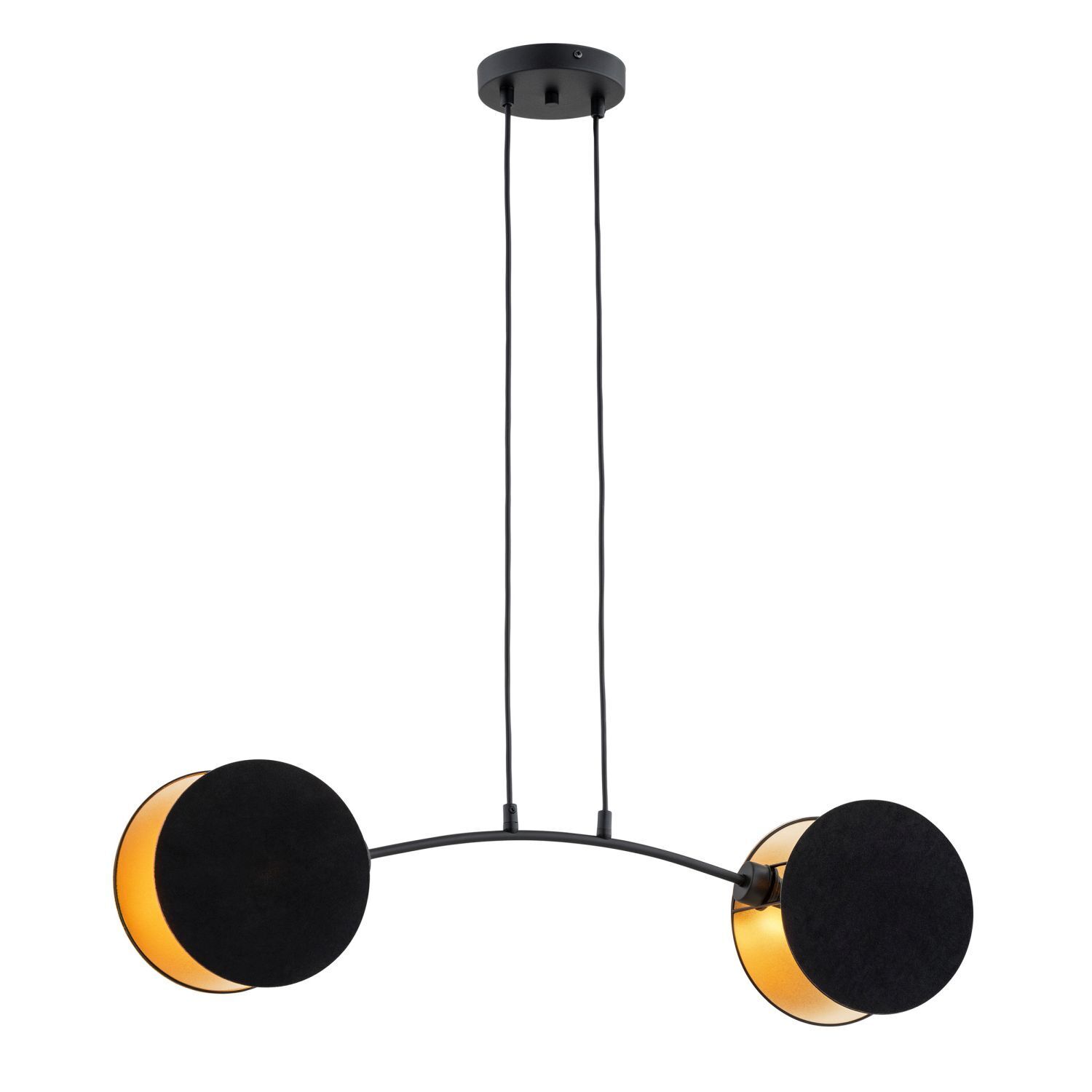 Suspension métal tissu L : 82 cm noir or E27 2 flammes