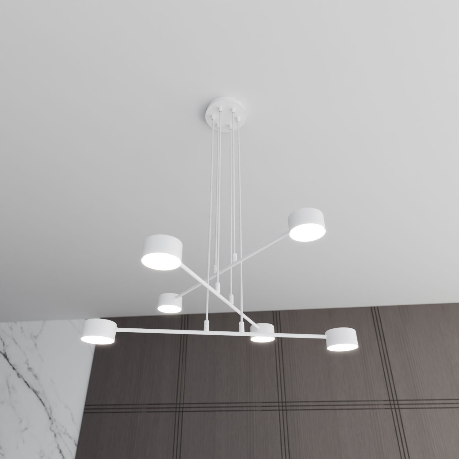 Suspension métal blanc L : 70 cm H : max. 100 cm réglable Deckenleuchte, Lampe, Kronleuchter