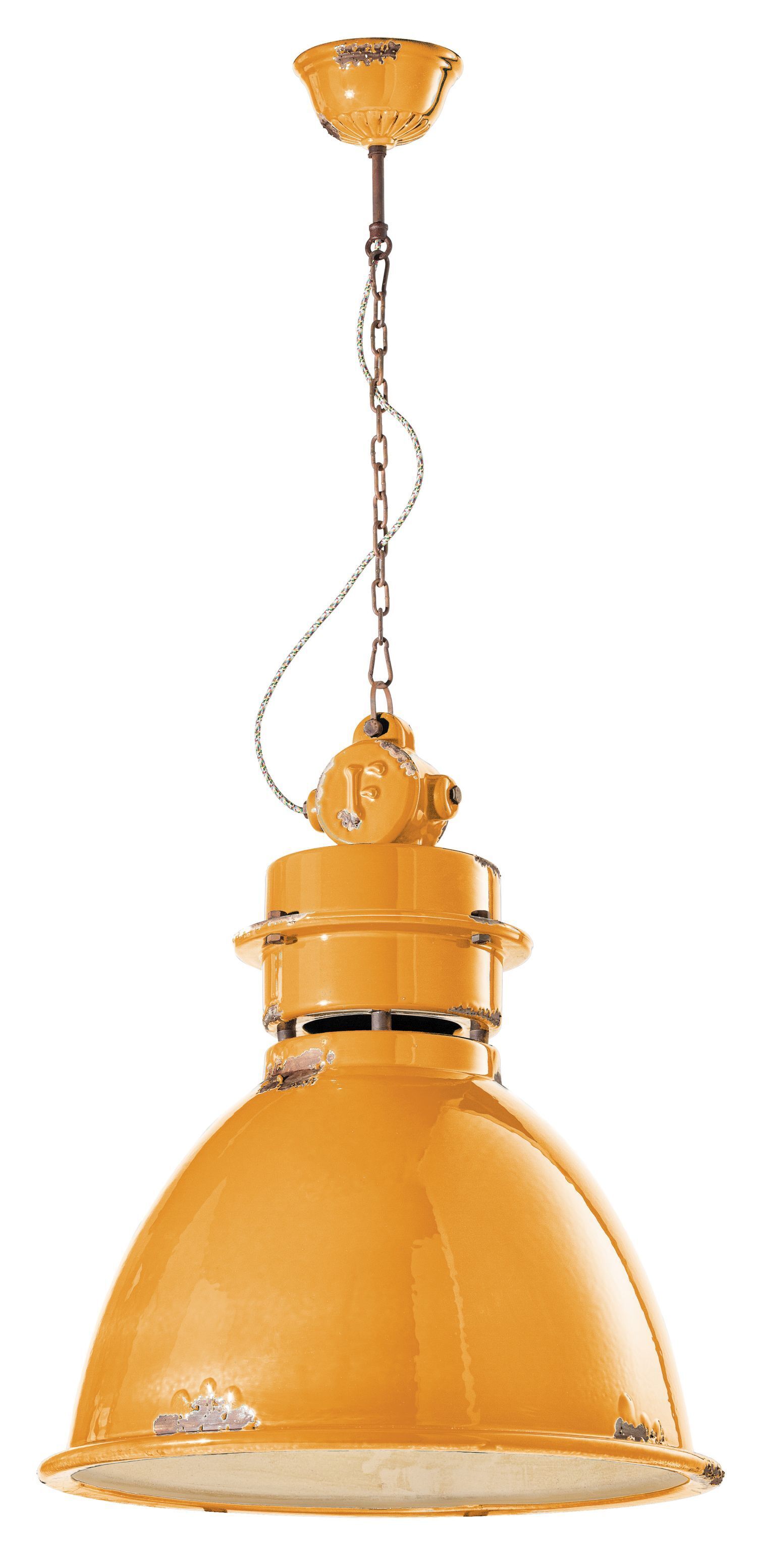 Lampe à suspendre céramique E27 H : max. 140 cm jaune shabby antique