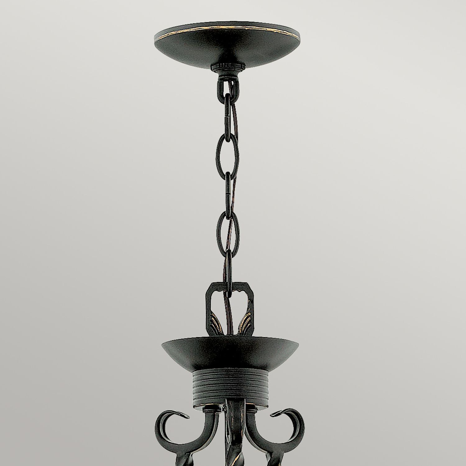 Lustre avec abat-jour L : 42,2 cm Noir Antique Rustique Leuchter, Lampe