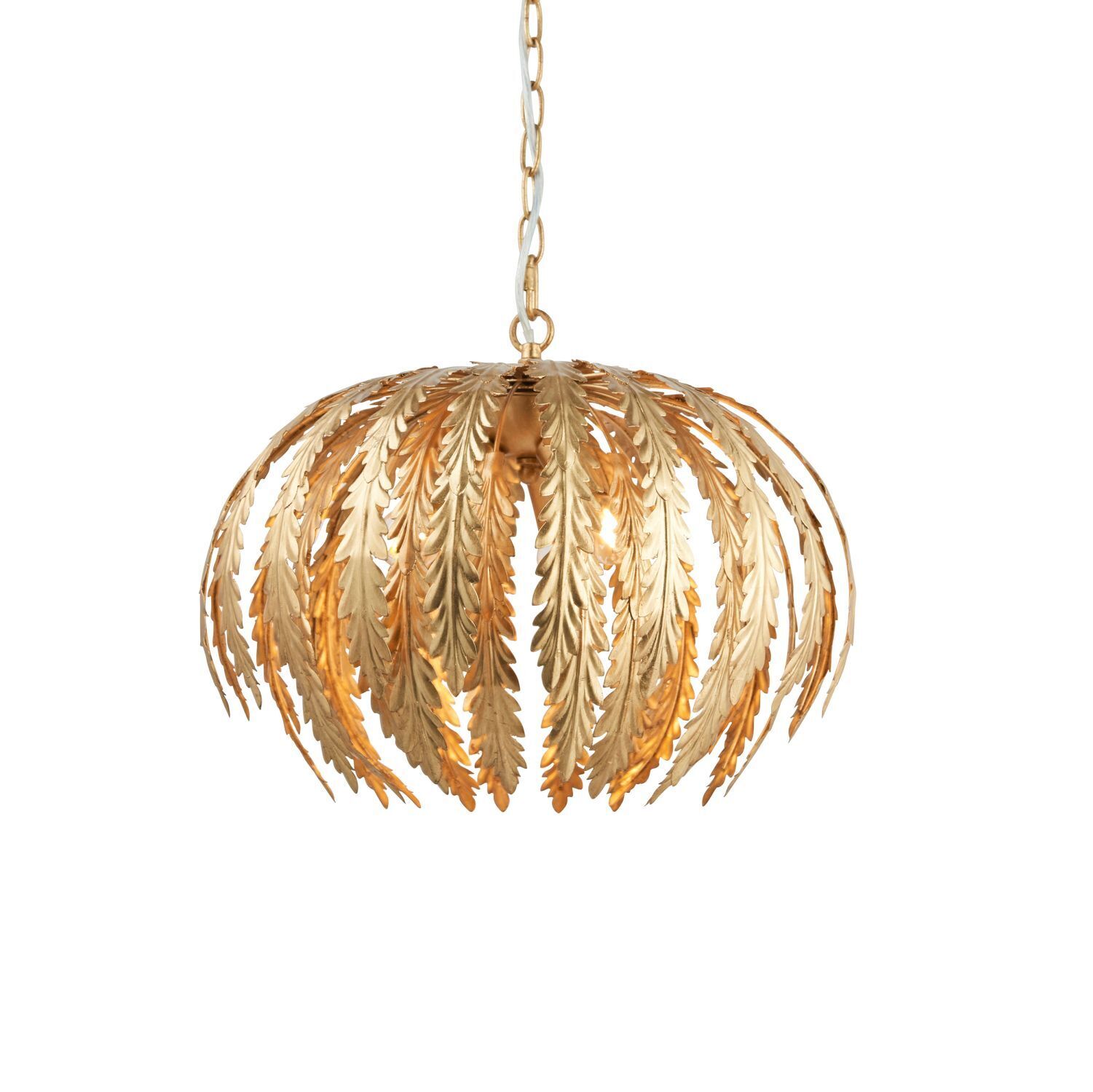 Lampe à suspendre métal Ø 45 cm rond feuille d'or 3x E14 Moderne Floral