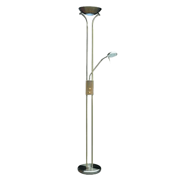 Deckenfluter mit Leselampe Lampe, Standlampe, Stahl, verstellbar, modern