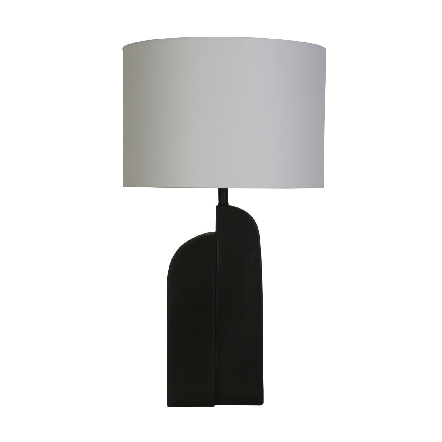 Lampe de table noire métal tissu blanc 65 cm E27