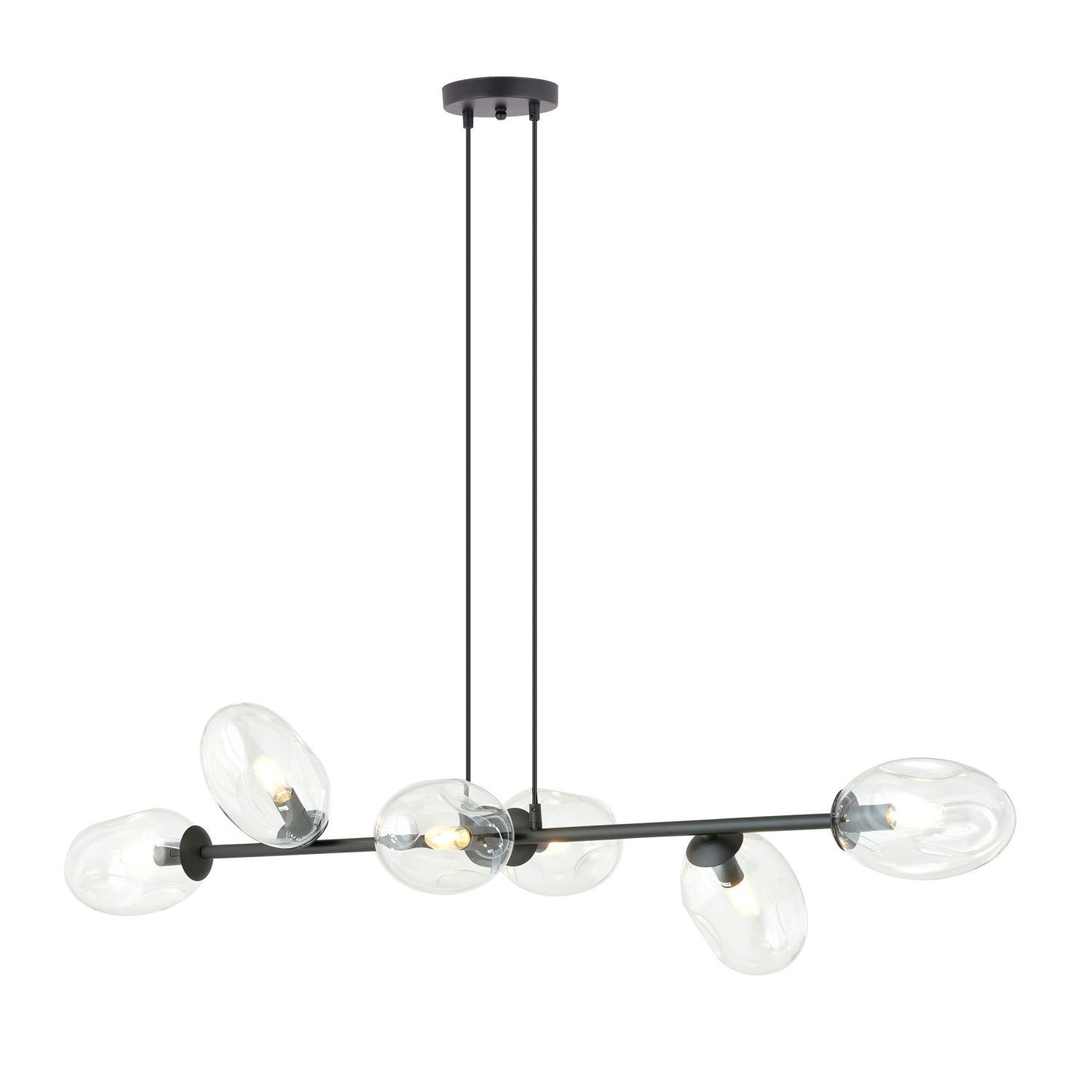 Suspension noir clair 6 flammes 120 cm de long