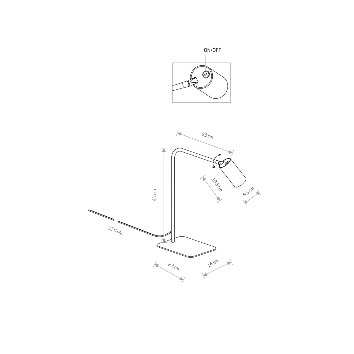 Lampe de bureau Blanc Or GU10 40-45 cm Métal Moderne