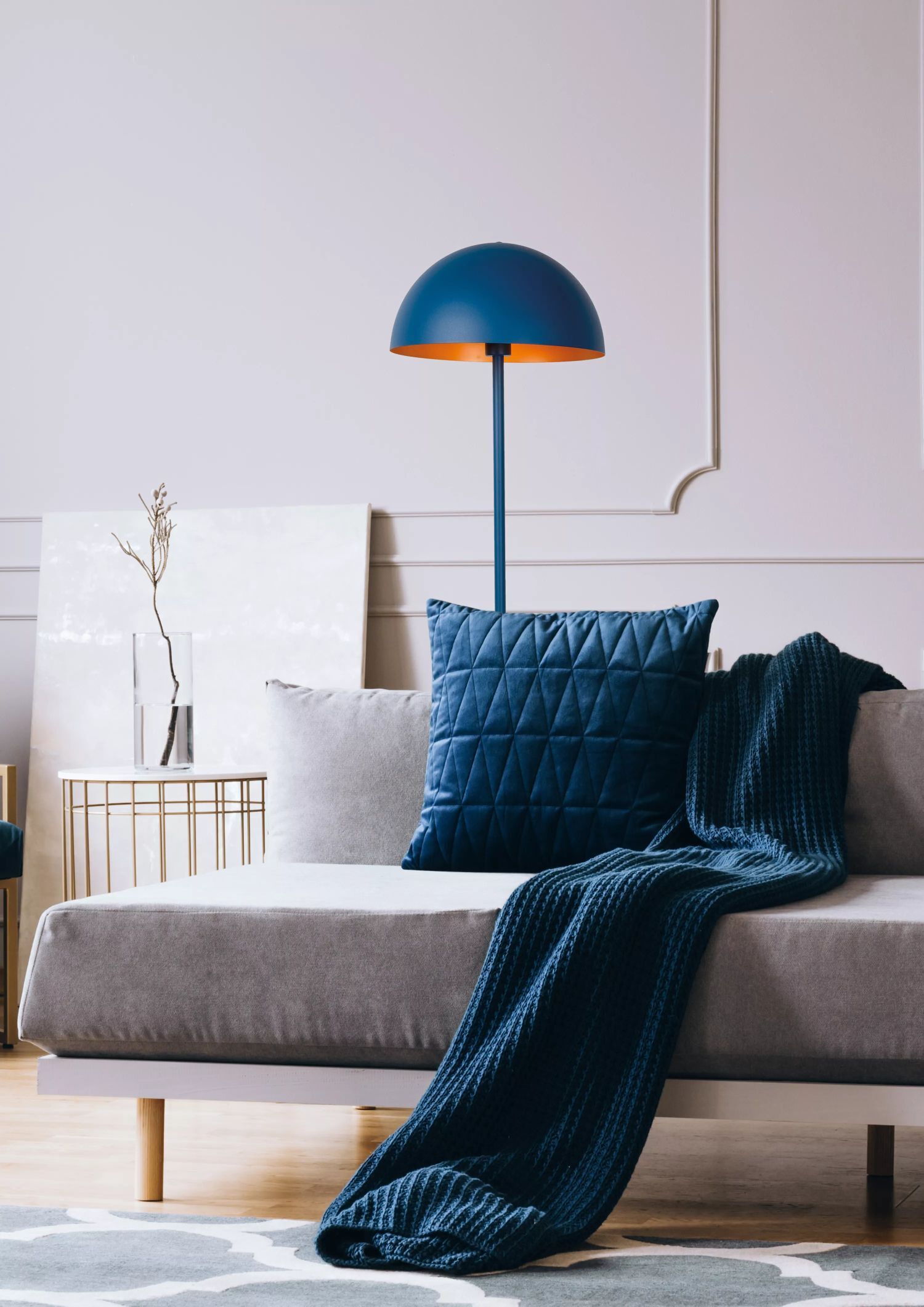 Blaue Stehleuchte Metall Industrial E27 160 cm indirekt Lampe, Mobiliar, Inneneinrichtung