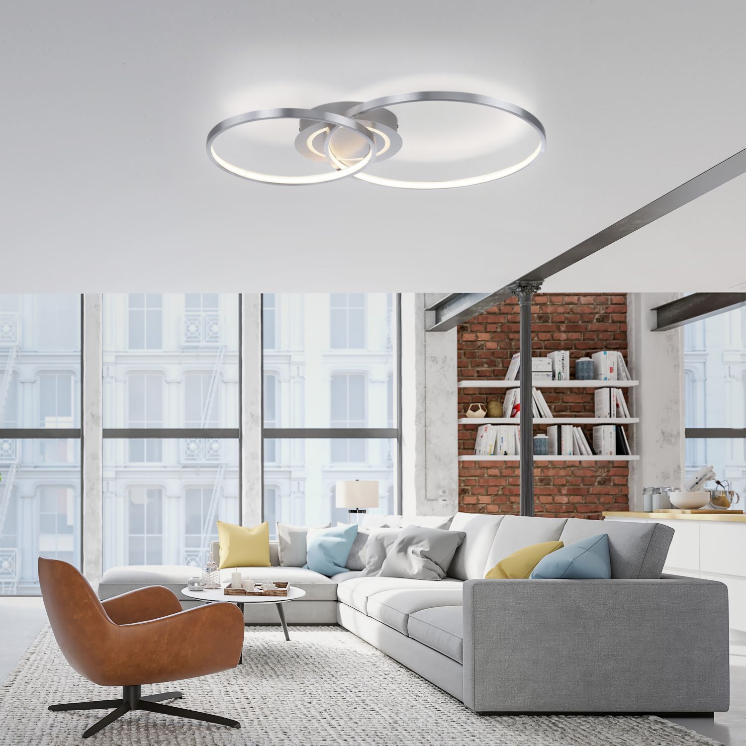 Plafonnier LED stylé en aluminium 3000 K anneaux