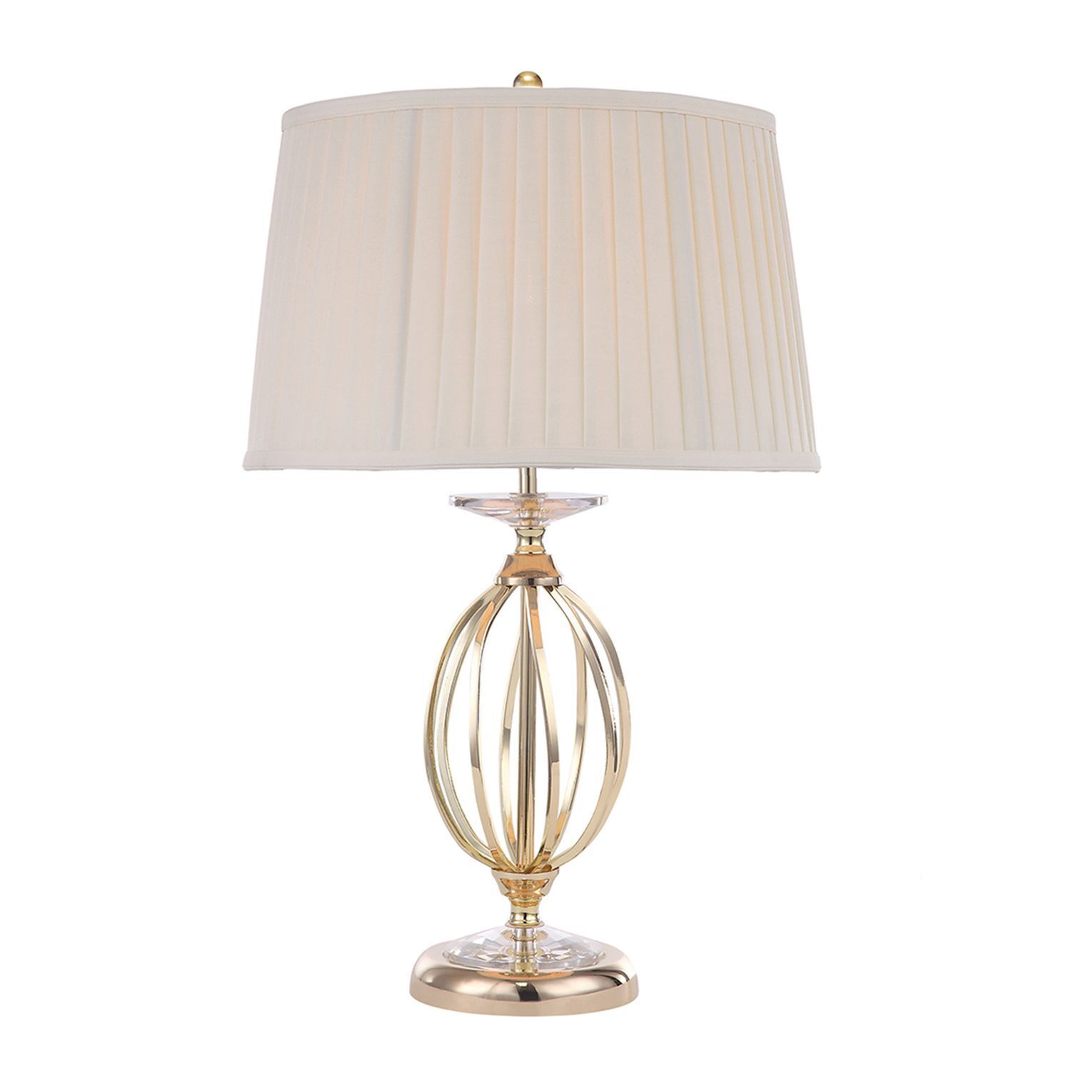 Designer Tischleuchte in Messing Creme Stoff Schirm Lampe, Tischlampe, Lampenschirm