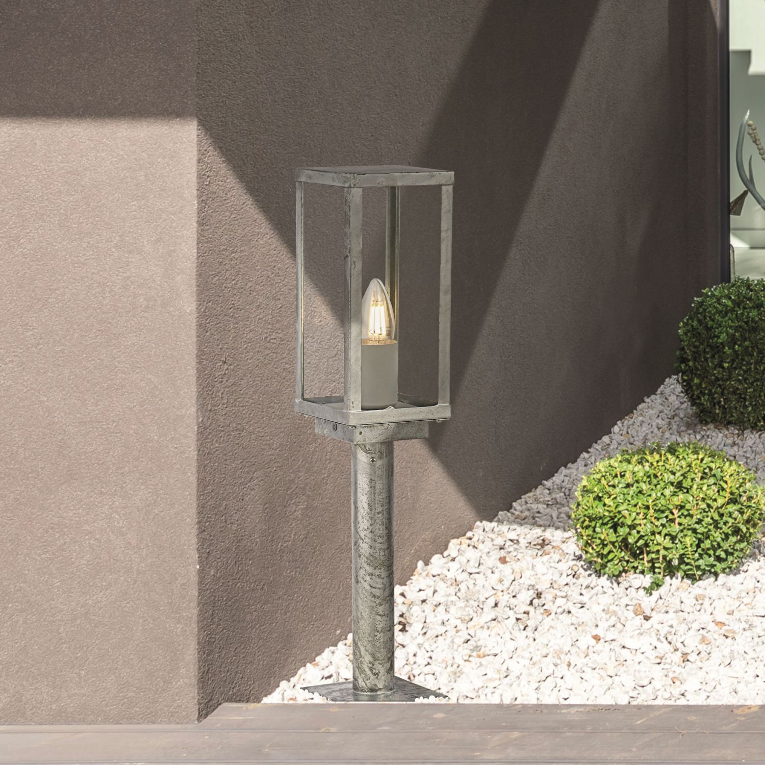 Lampe d'extérieur jardin 50 cm IP44 en argent carré E27