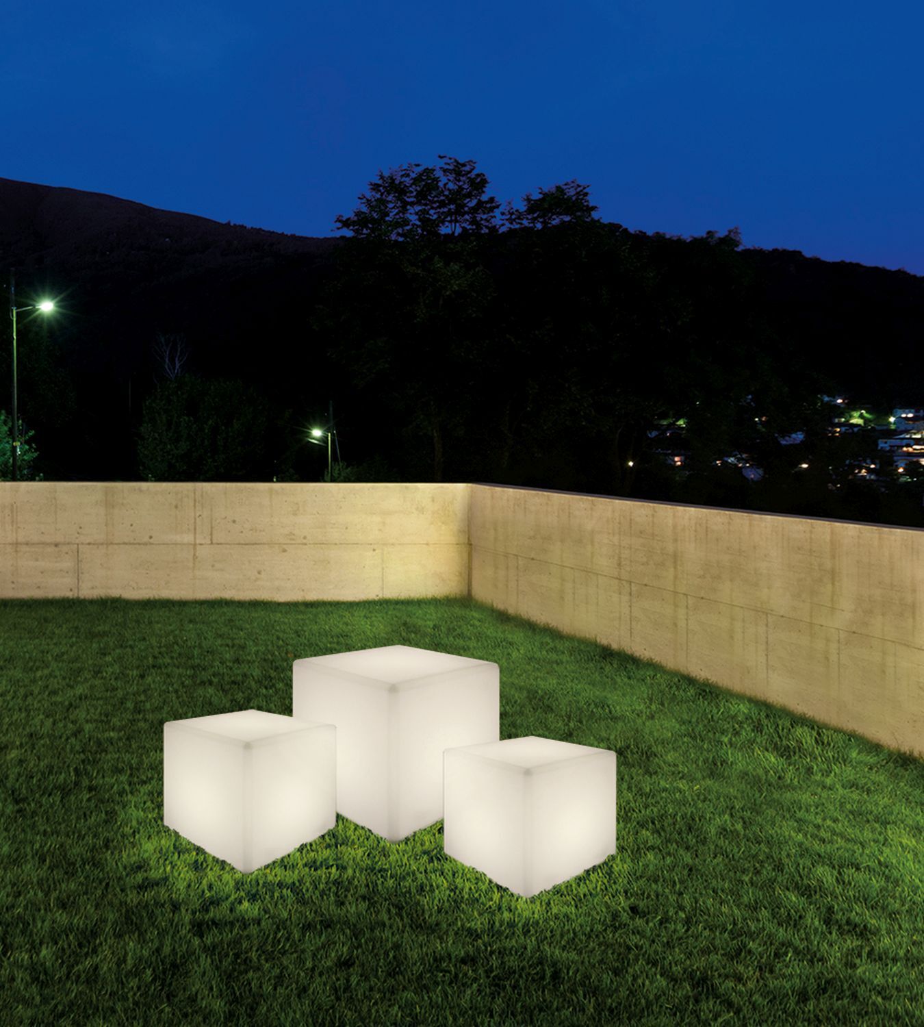 Cube lumineux de jardin blanc 38,5cm Lampe de décoration CUMULUS