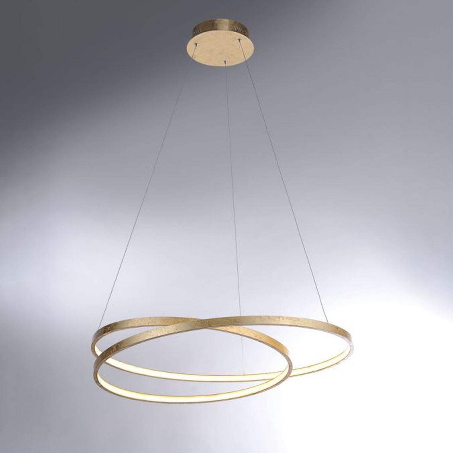 LED Pendelleuchte in Blattgold L:72 cm 3000 K dimmbar Leuchter, Lampe, Deckenleuchte