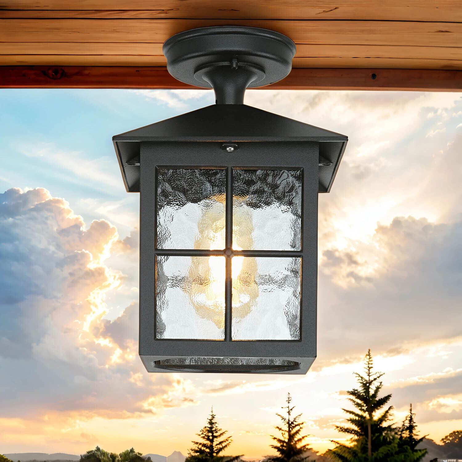 aussen-deckenleuchte-outdoor-deckenlampe-balkon-terrasse-hauseingang-laterne-schwarz-rustikal-vintage-2 Außenlampe, Wandleuchte, Glasfenster, Metallrahmen, Durchmesser, dunkelgrau