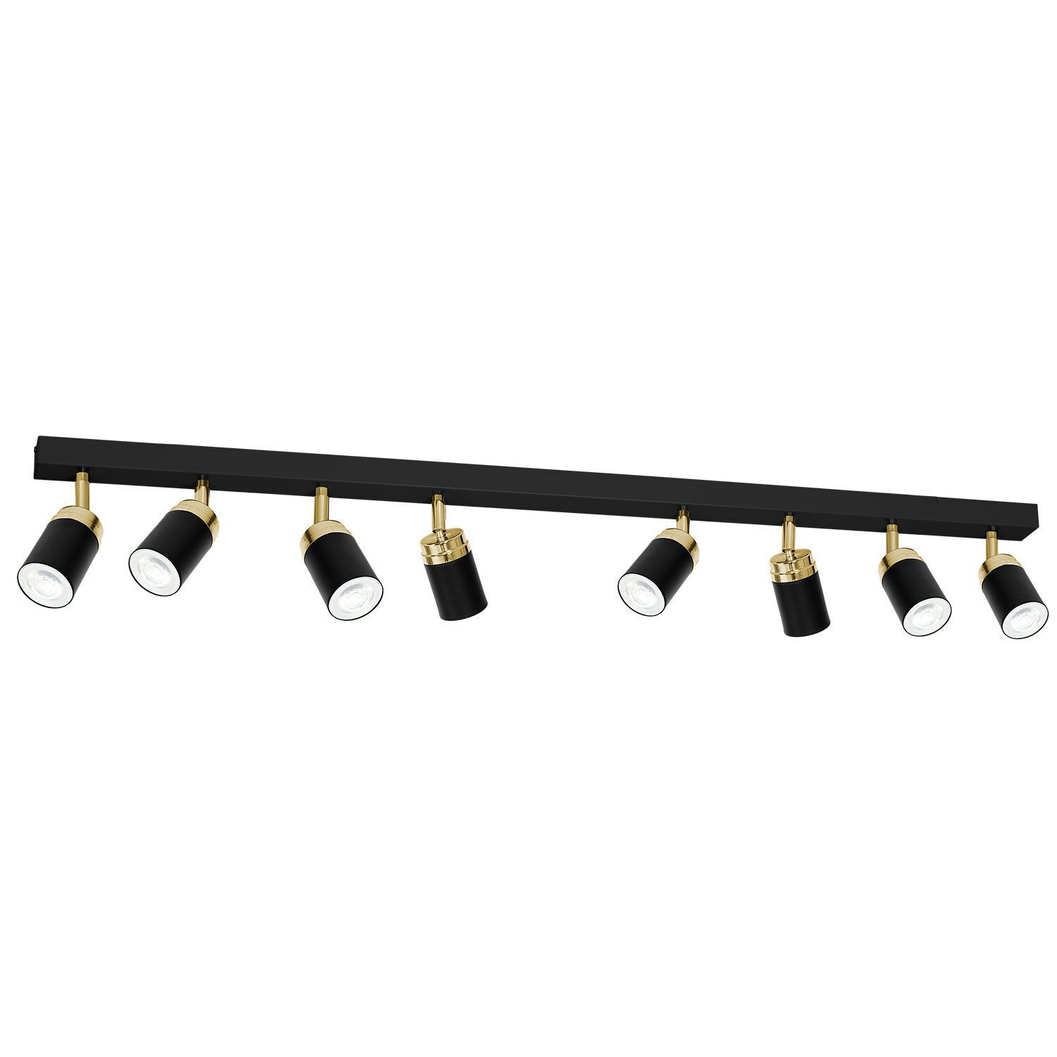 Spot de plafond long 110 cm 8 flammes noir or GU10