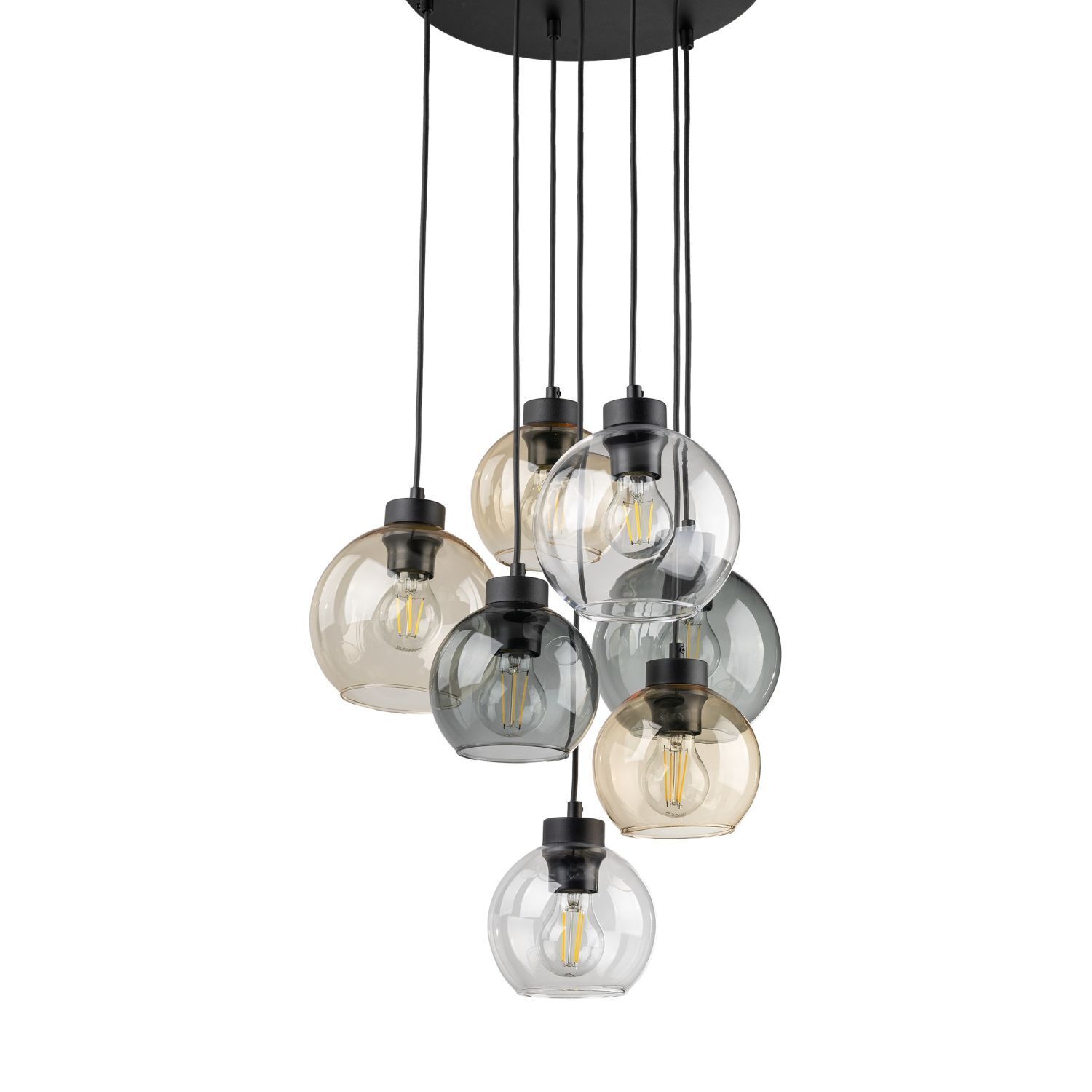 Lampe à suspendre verre fumé H : max. 140 cm réglable 7x E27