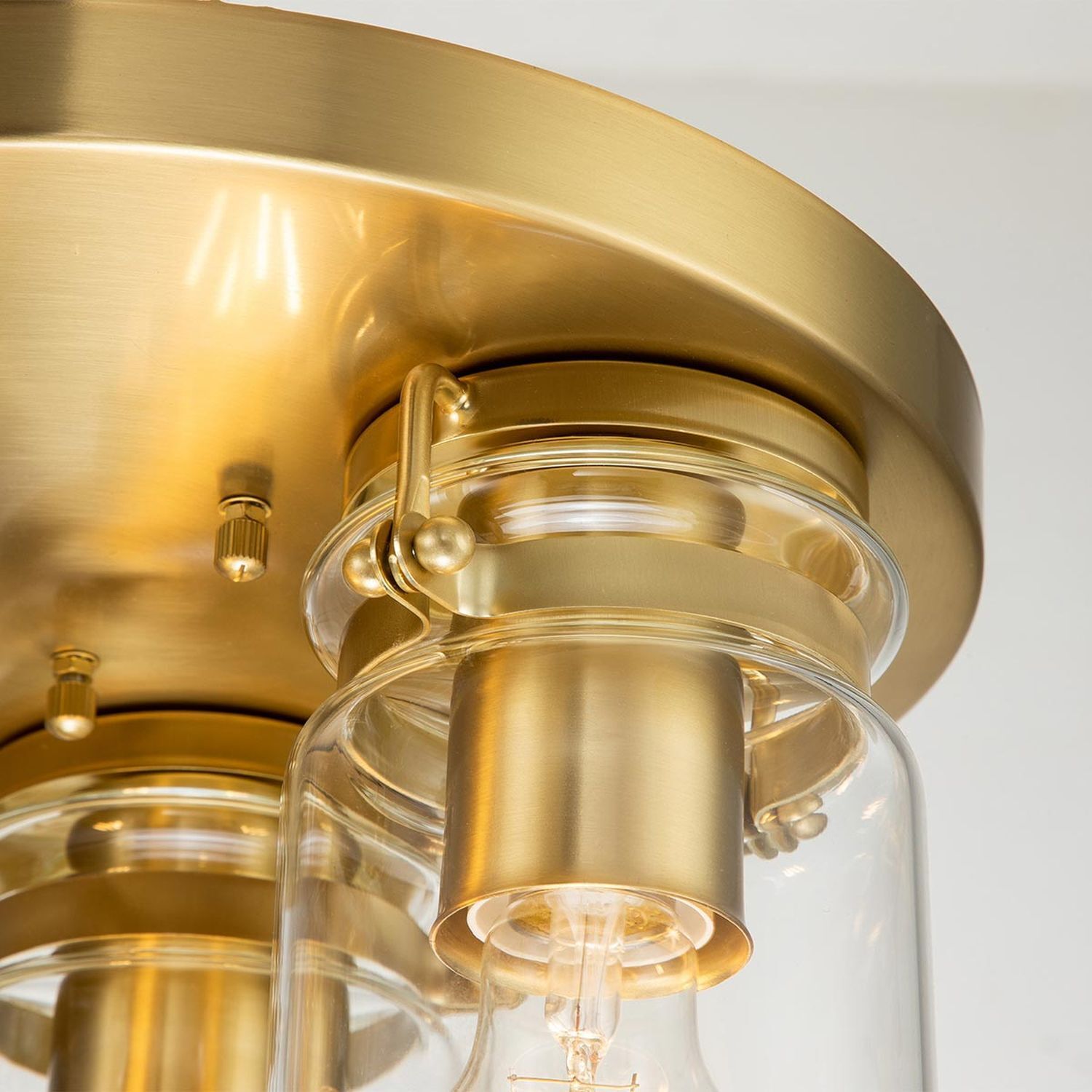 Lampe de plafonnier métal verre L : 28,2 cm en laiton brossé E27