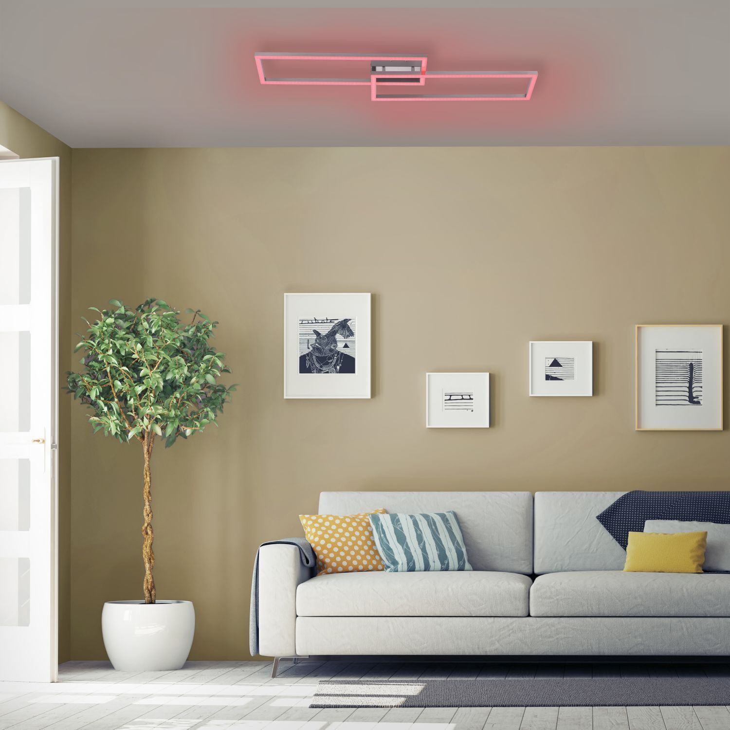 Plafonnier LED Lumière RGB Métal dimmable 2700-5000 K Wohnzimmer, Pflanze, Pflanze im Topf, Dekoration für Ihr Zuhause, Couch