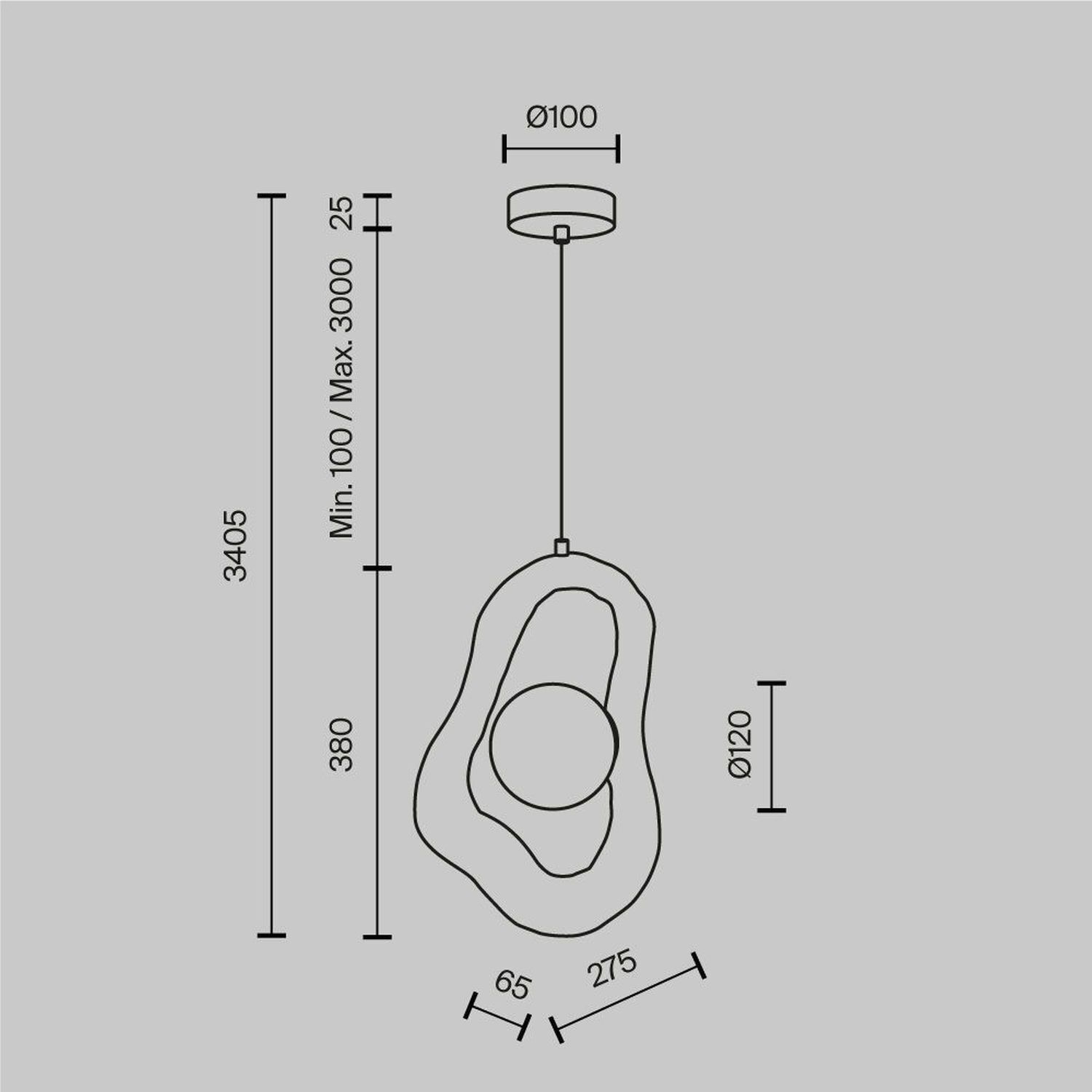 Moderne Pendelleuchte Beton Glas L:27,5 cm G9 blendarm hängelampe, lampenpendel, zeichnung, monatgeangaben, durchmesser 100