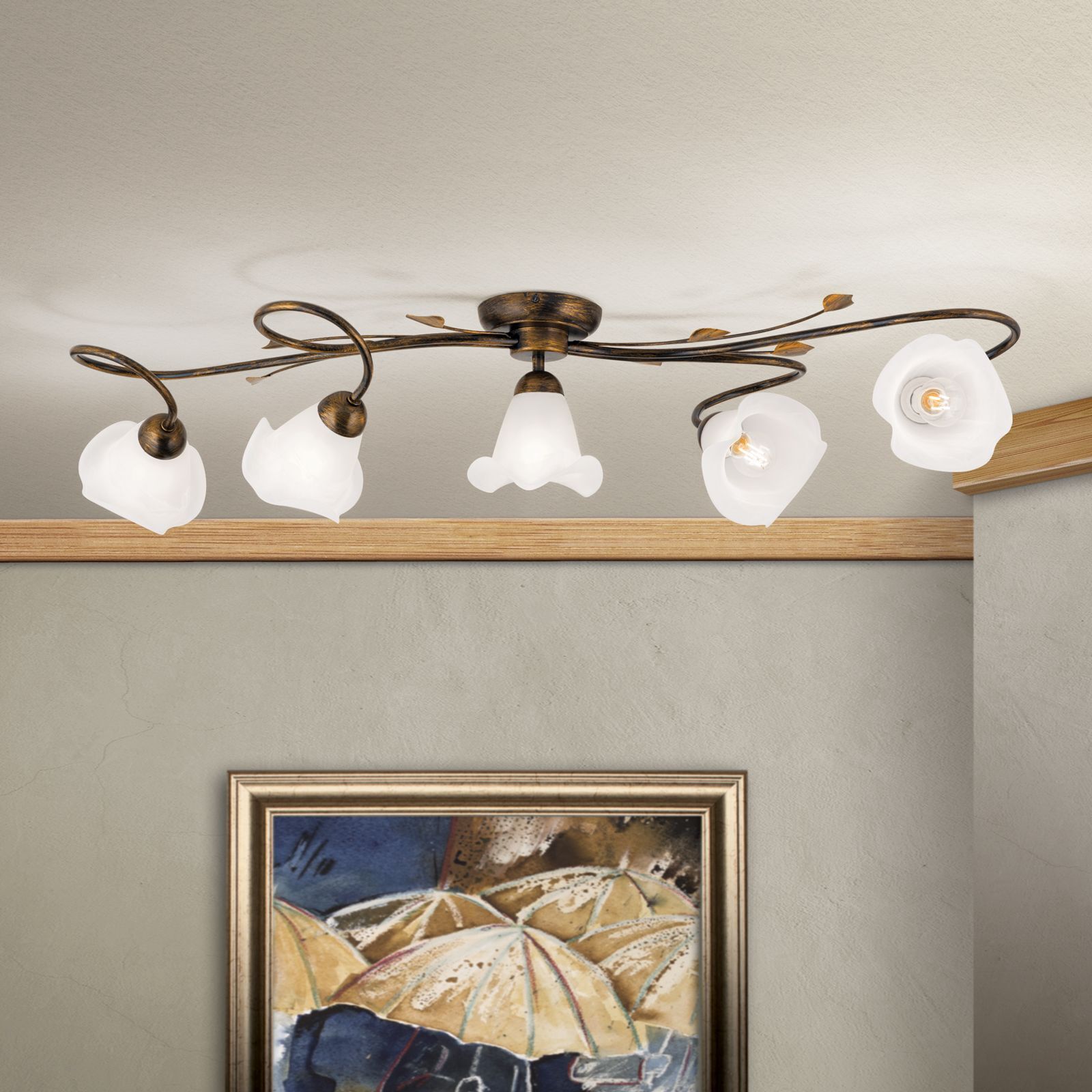 Deckenlampe Glas Metall E14 Shabby Antik Weiß deckenleuchte, luster, metall, glas, lampe