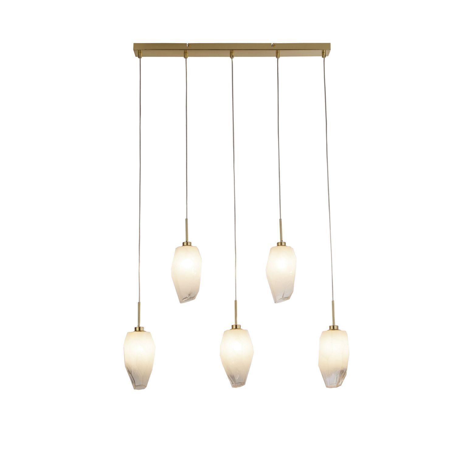 Longue lampe suspendue verre métal 78 cm en laiton blanc