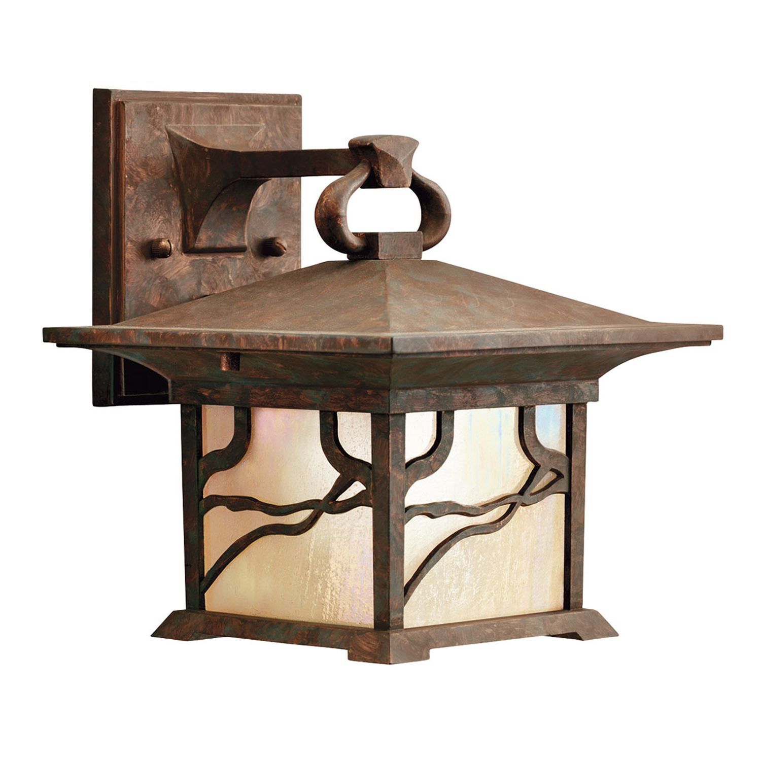 Lampe d'extérieur murale cuivre antique H : 23,7 cm IP44 E27 alu verre Lampe, Laterne